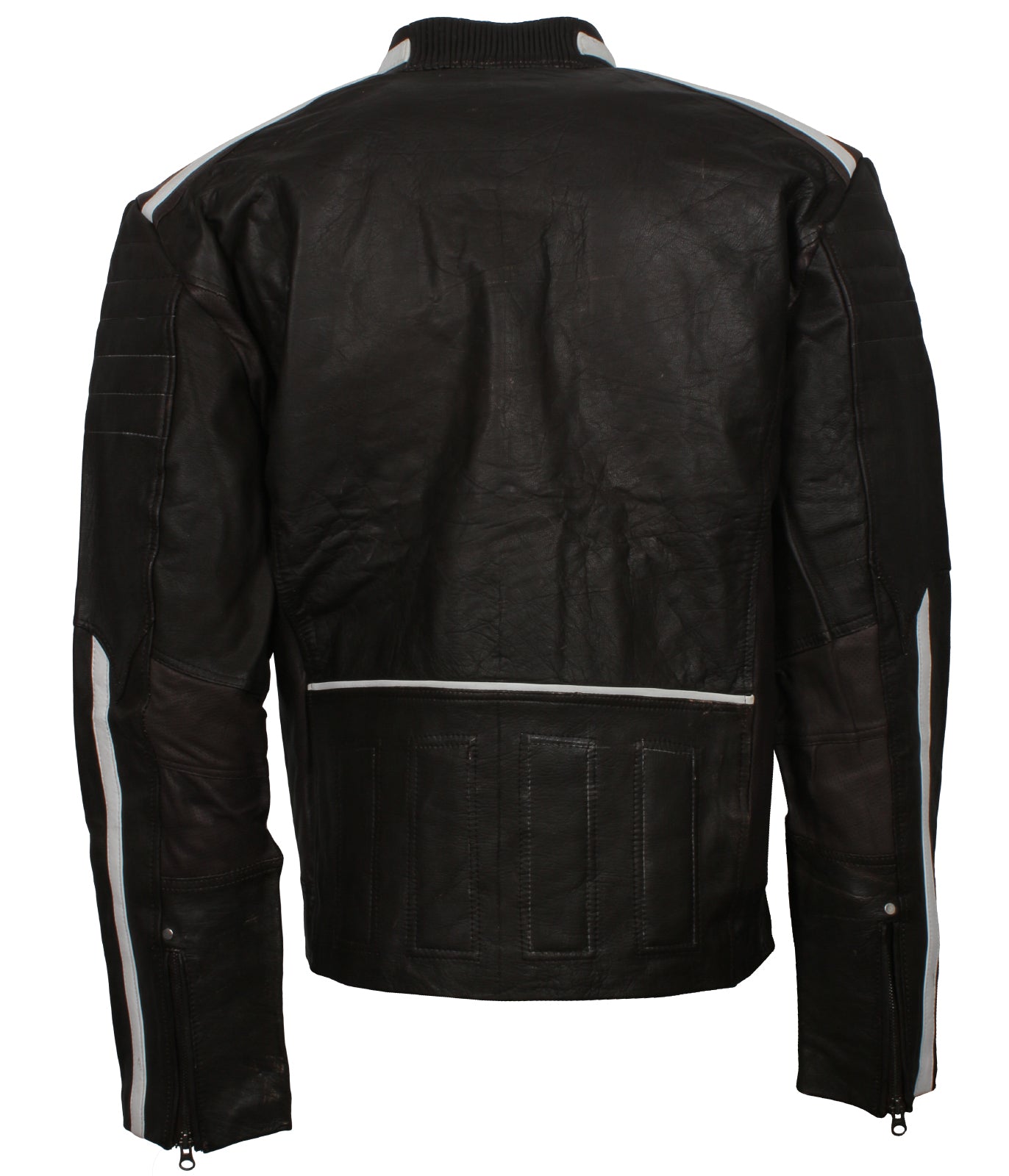 Motorbiker White Stripes Leather Jacket