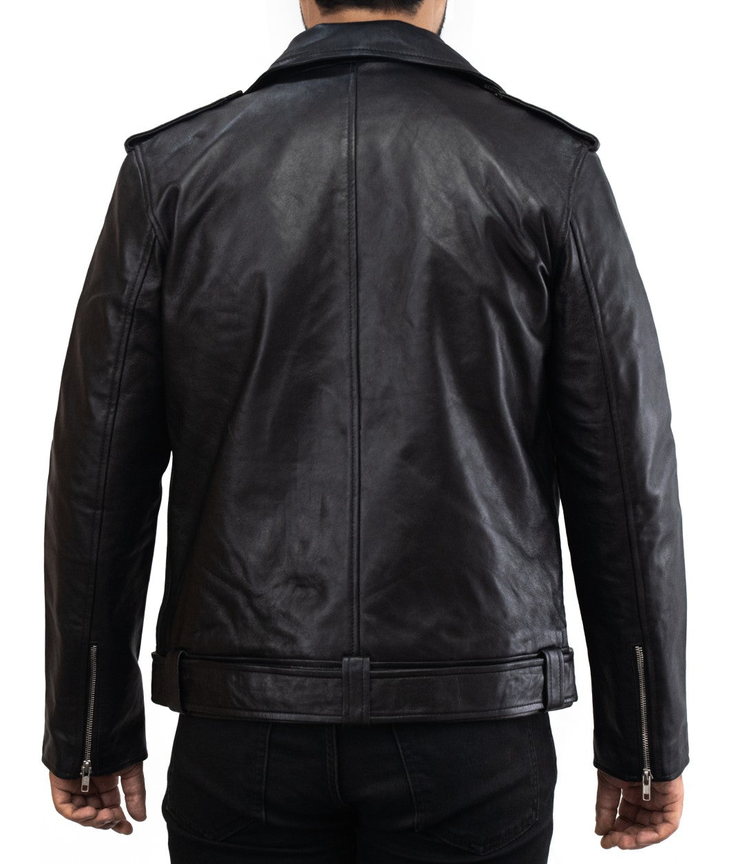 Schwarz Biker Lederjacke - Motorradfahrer Jacke - Mens Black Biker Brando Leather Jacket