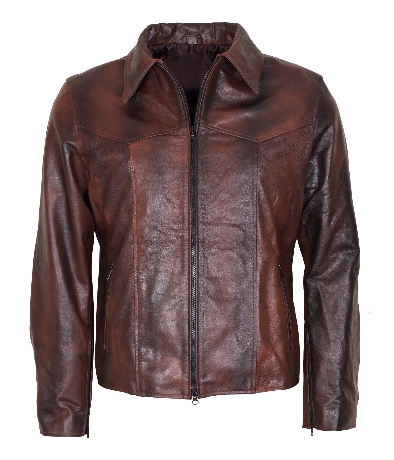 Brown waxed leather jacket