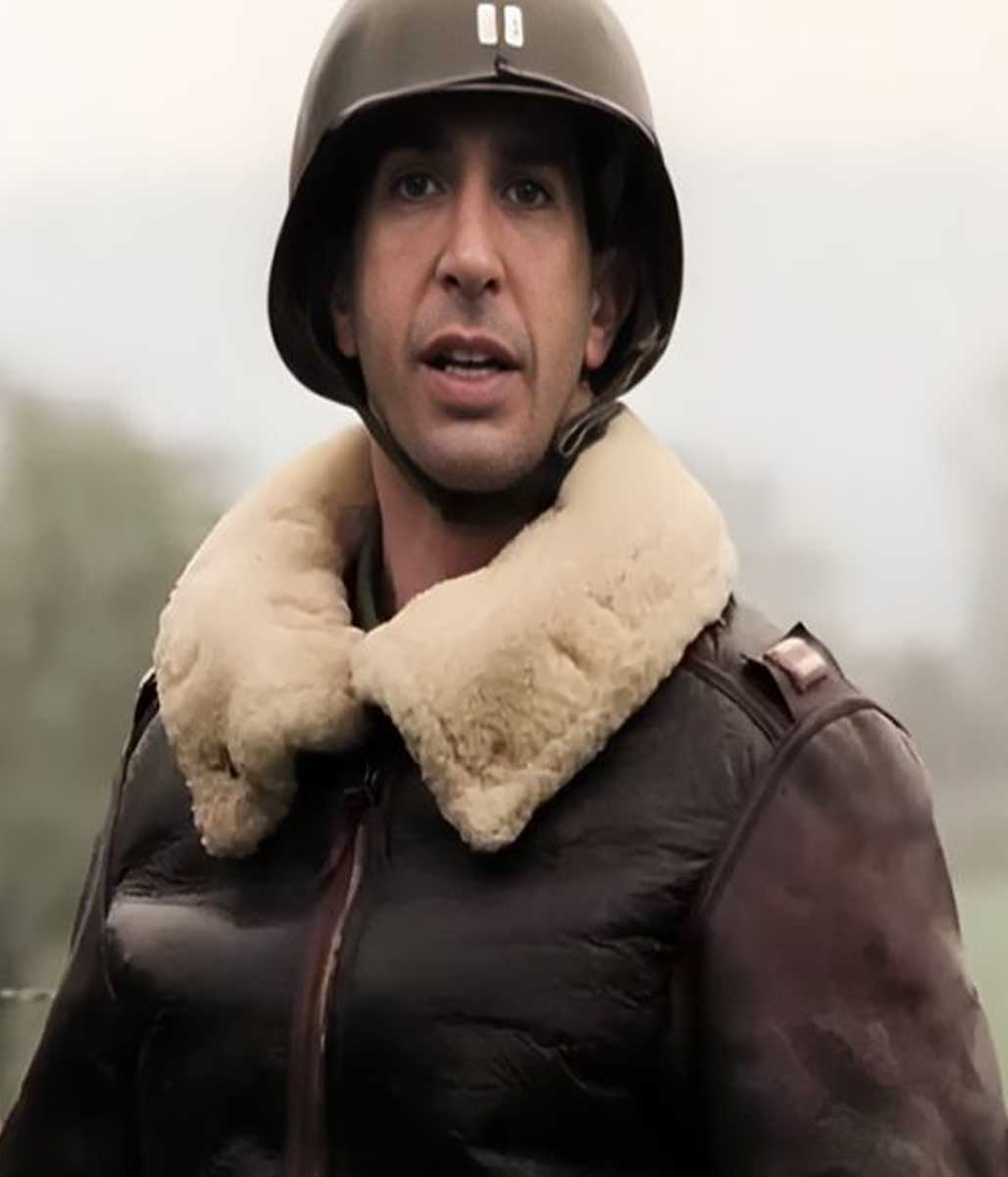 David Schwimmer Band of Brothers Shearling Leather Jacket