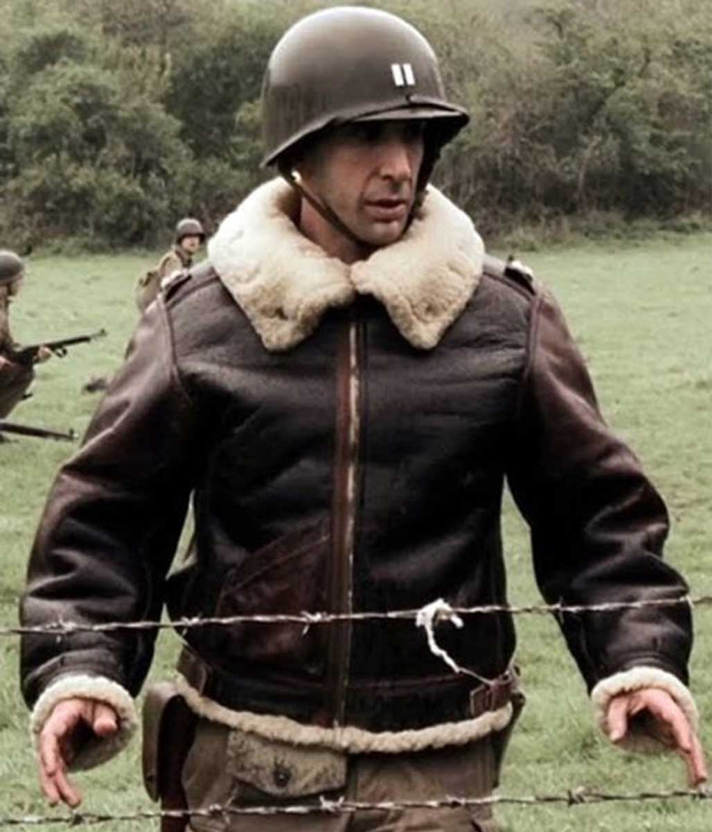 David Schwimmer Band of Brothers Shearling Leather Jacket