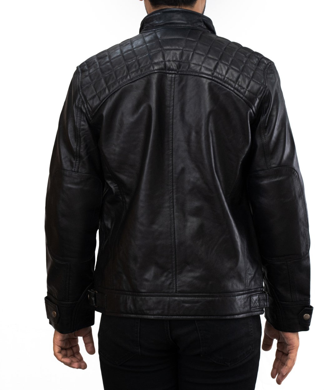 Biker Black Motociclo Leather Jacket - Herren Schwarz Berlin Lederjacke