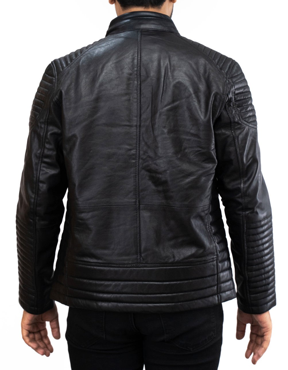 Biker Black Motorcycle Riding Leather Jacket - Herren Biker Jacke - Schwarz Lederjacke