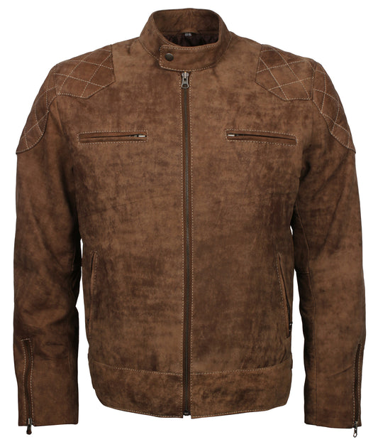 Biker Brown Distressed Men's Biker Jacket - Florence inspired Crafted Leather Jacket