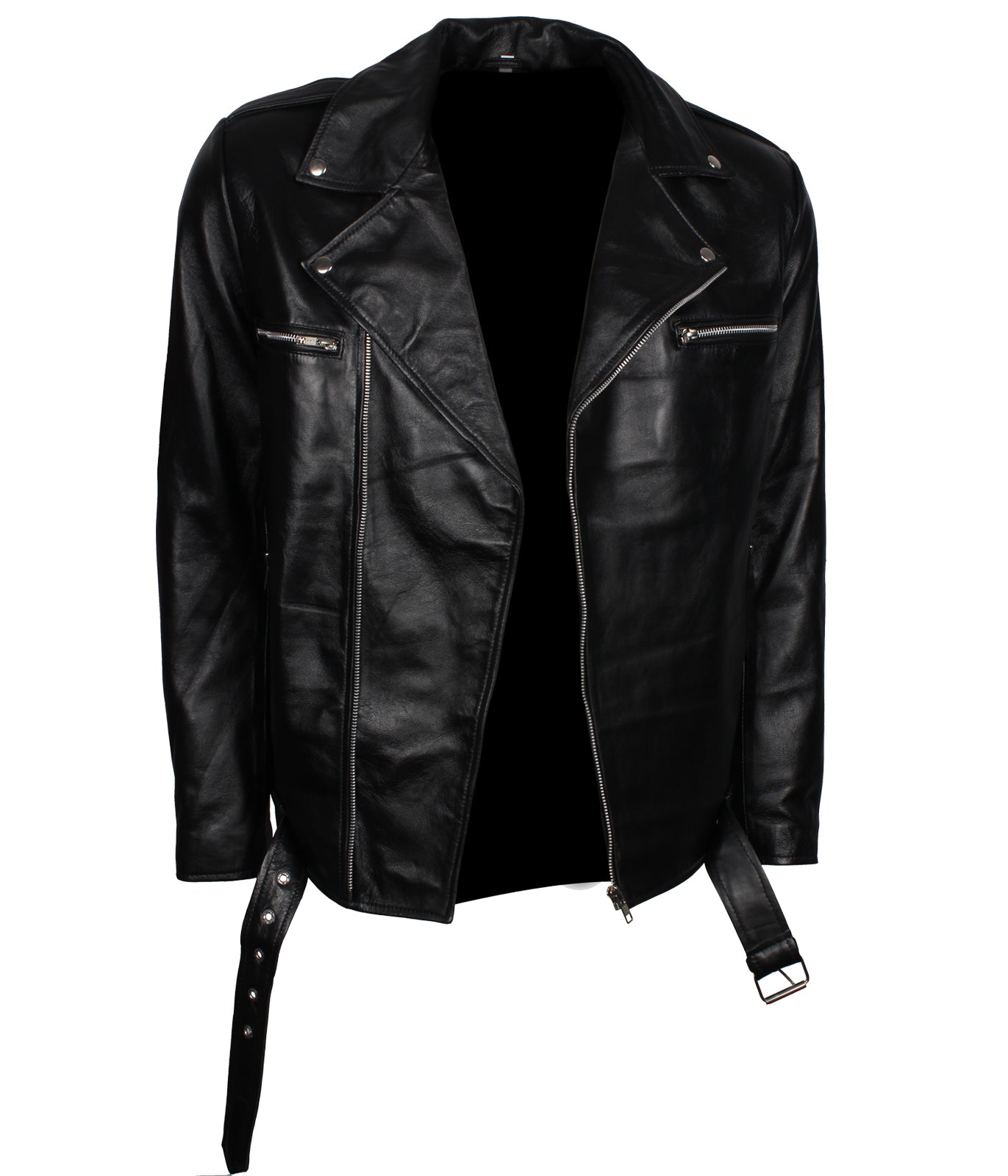 Biker Men's Black Genuine Leather Designer Jacket - Schwarz Herren Lederjacke