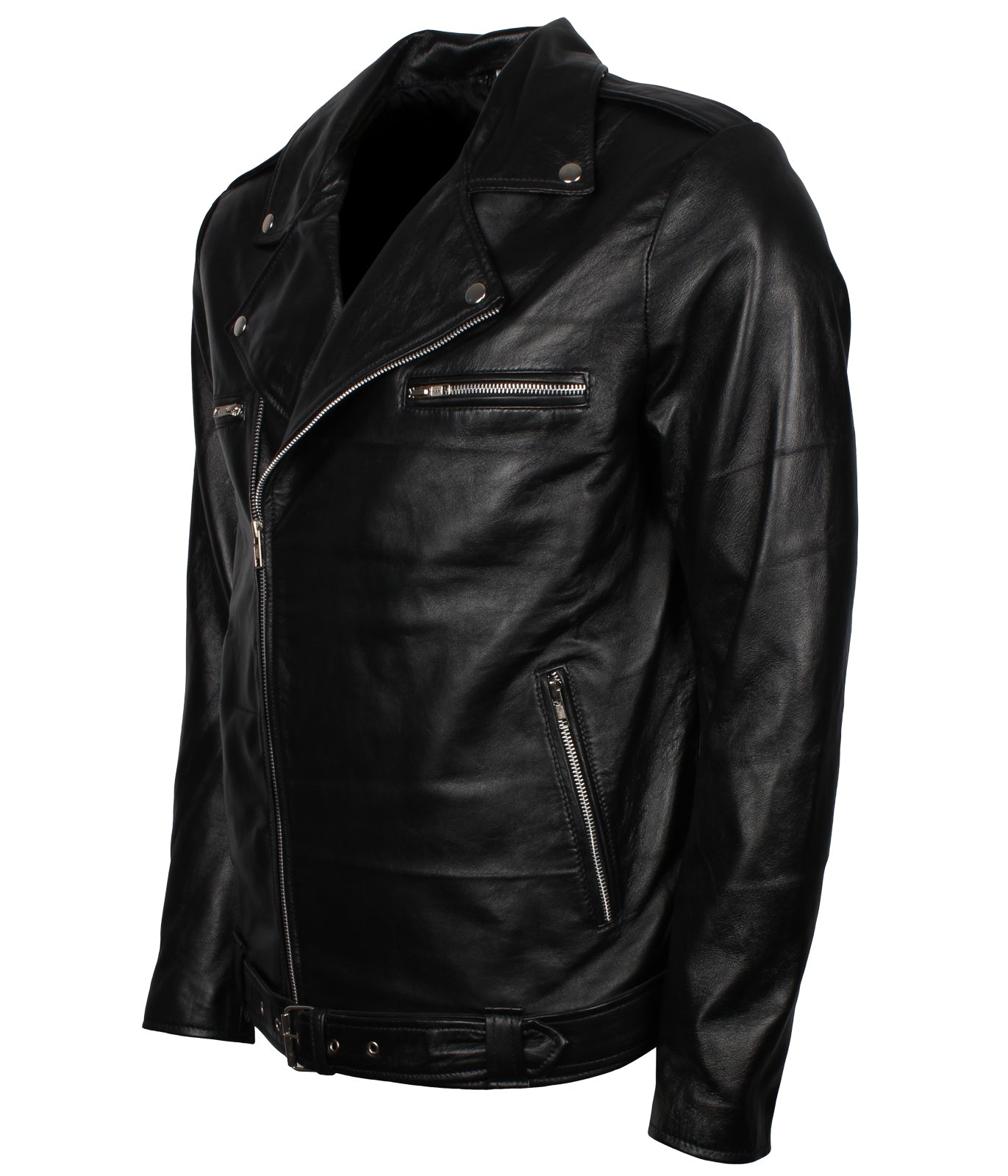 Biker Men's Black Genuine Leather Designer Jacket - Schwarz Herren Lederjacke