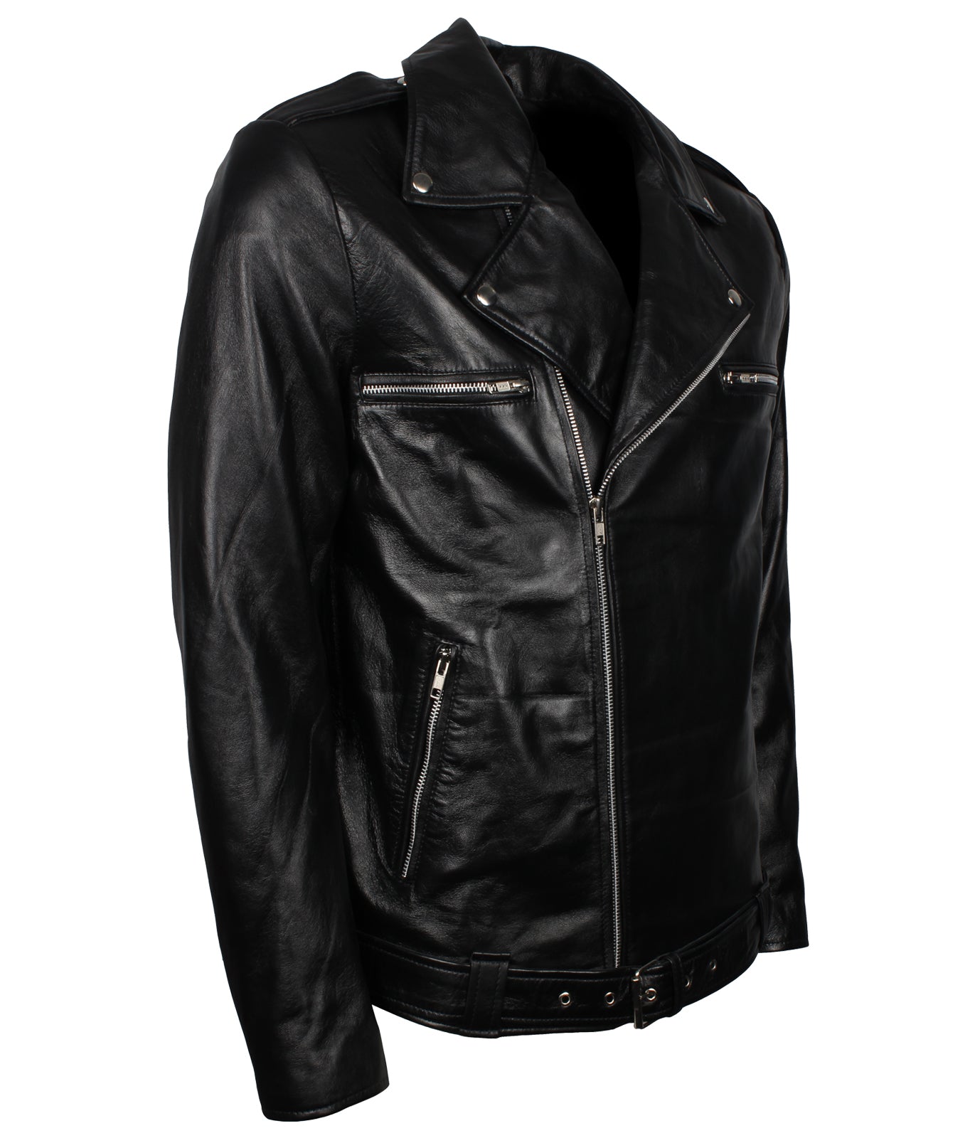 Biker Men's Black Genuine Leather Designer Jacket - Schwarz Herren Lederjacke