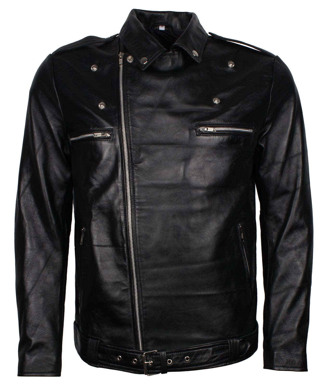 Biker Men's Black Genuine Leather Designer Jacket - Schwarz Herren Lederjacke
