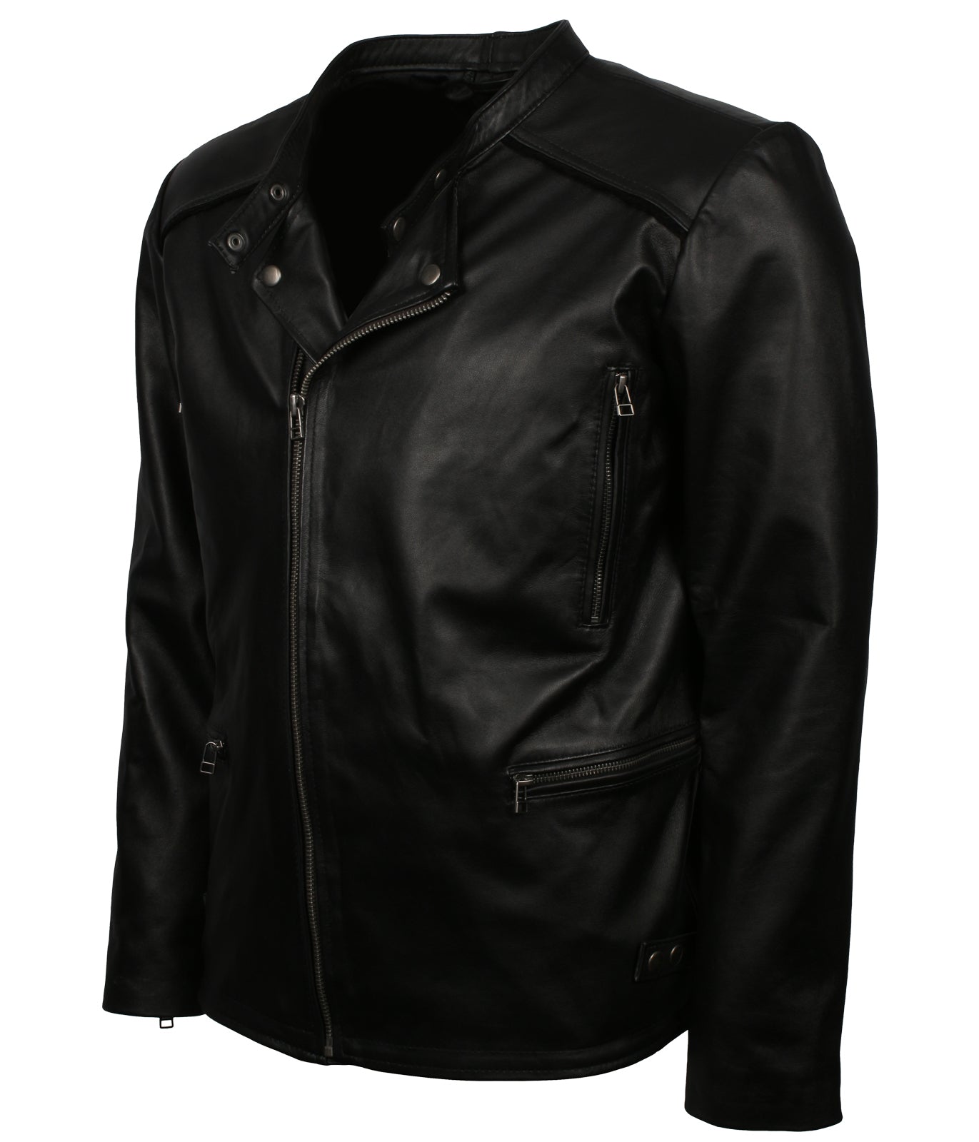 Biker Men's Designer Black Motorcycle Leather Jacket - Herren Motorrad Lederjacke