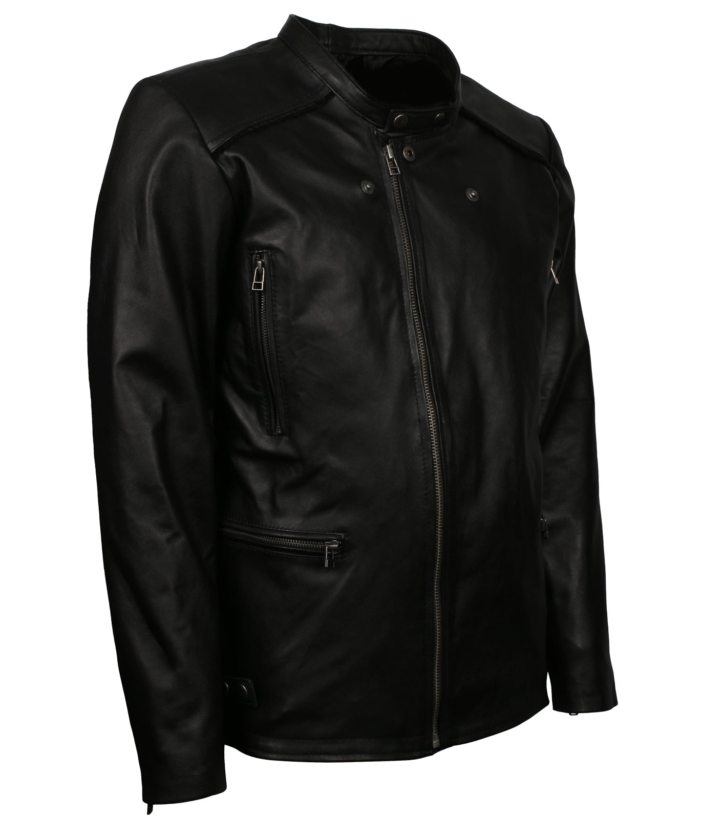 Biker Men's Designer Black Motorcycle Leather Jacket - Herren Motorrad Lederjacke