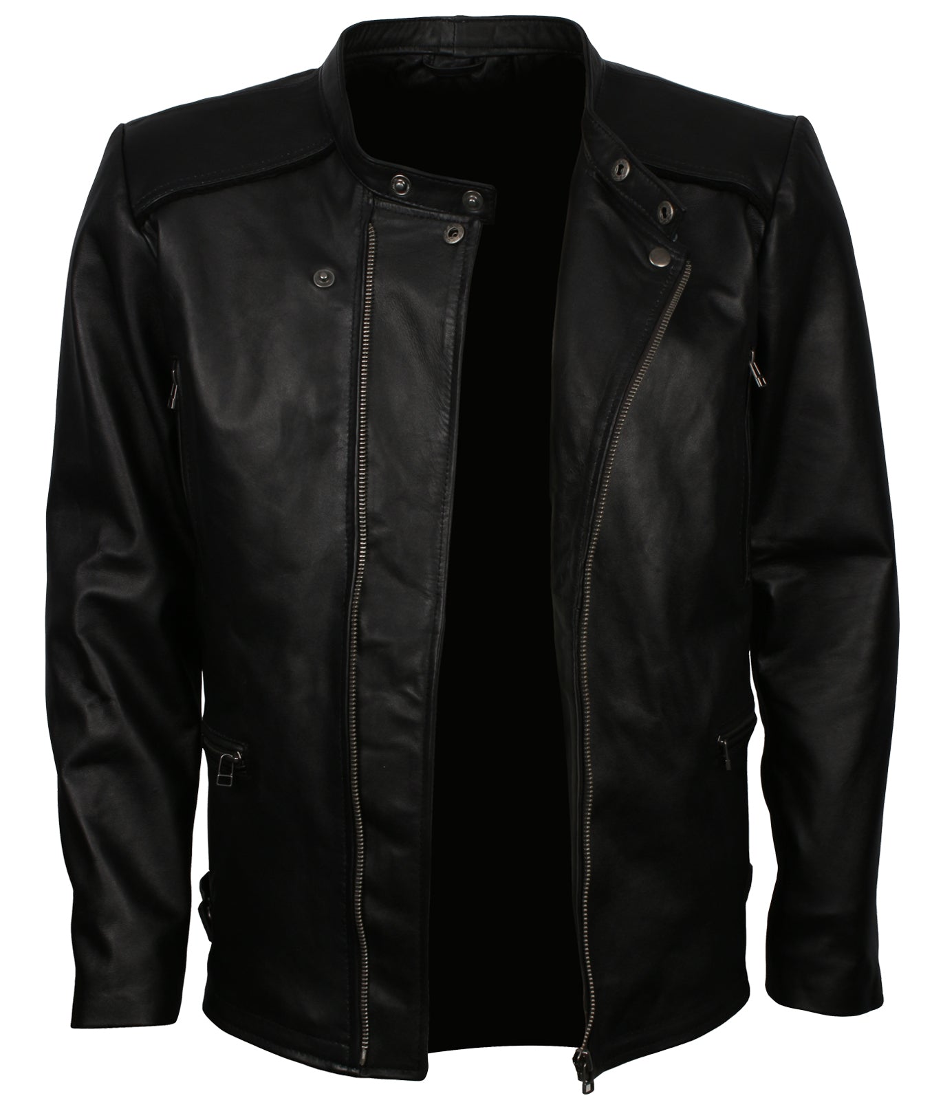 Biker Men's Designer Black Motorcycle Leather Jacket - Herren Motorrad Lederjacke