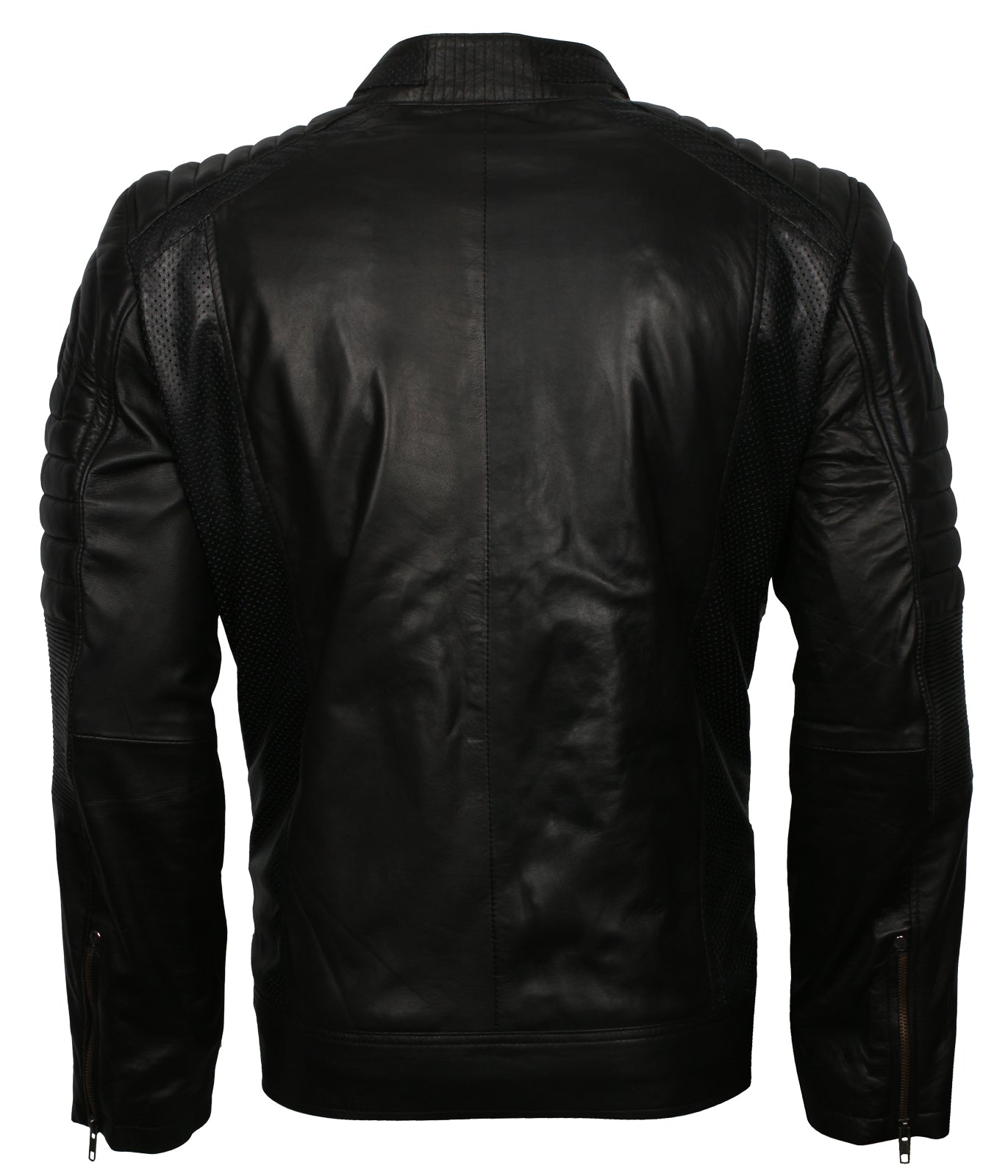 Biker Men's Black Motorcycle Leather Jacket - Herren Motorrad Jacke