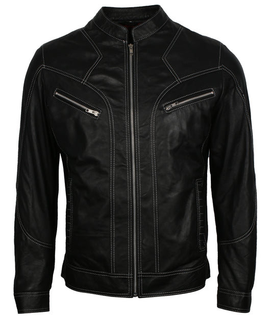 Biker Men's Black Vintage Leather Jacket