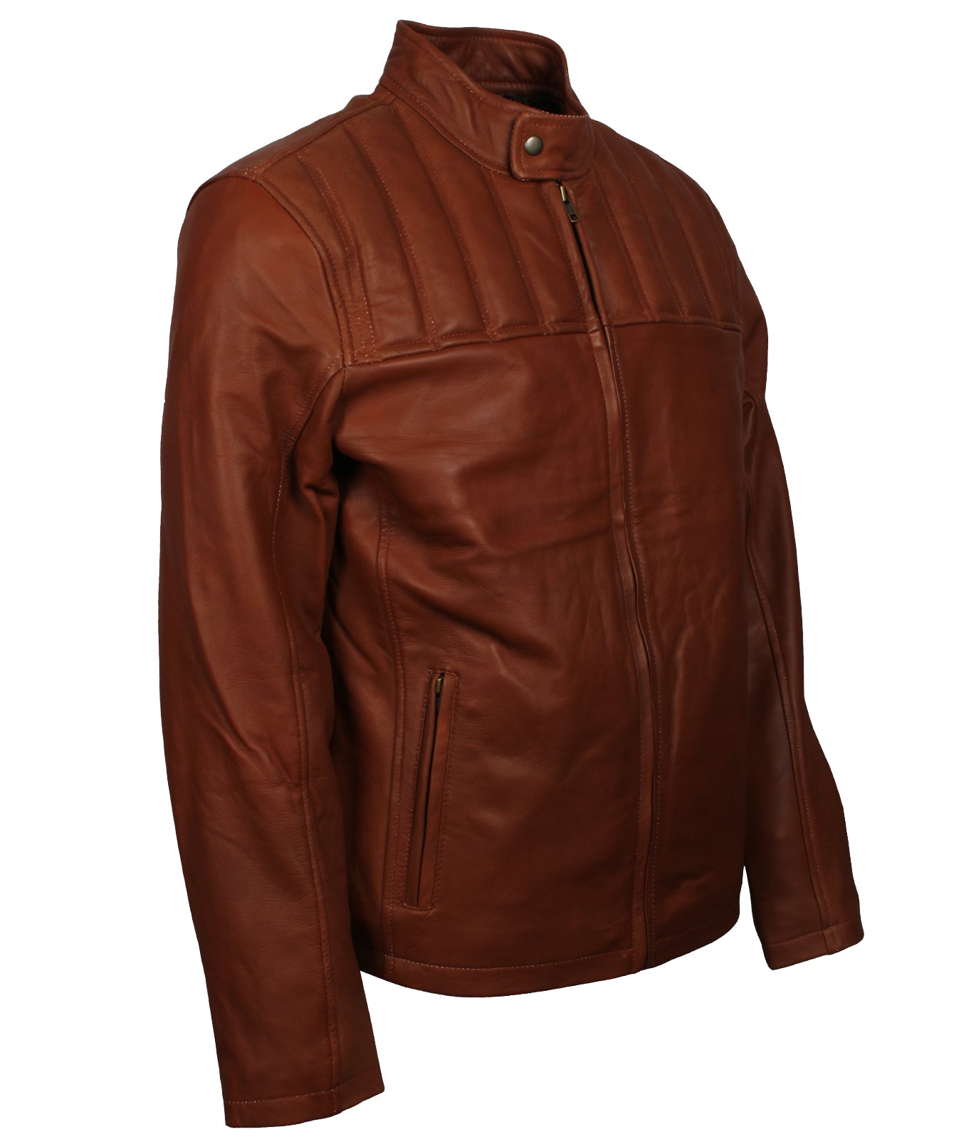 Biker Men's Brown Genuine Leather Jacket