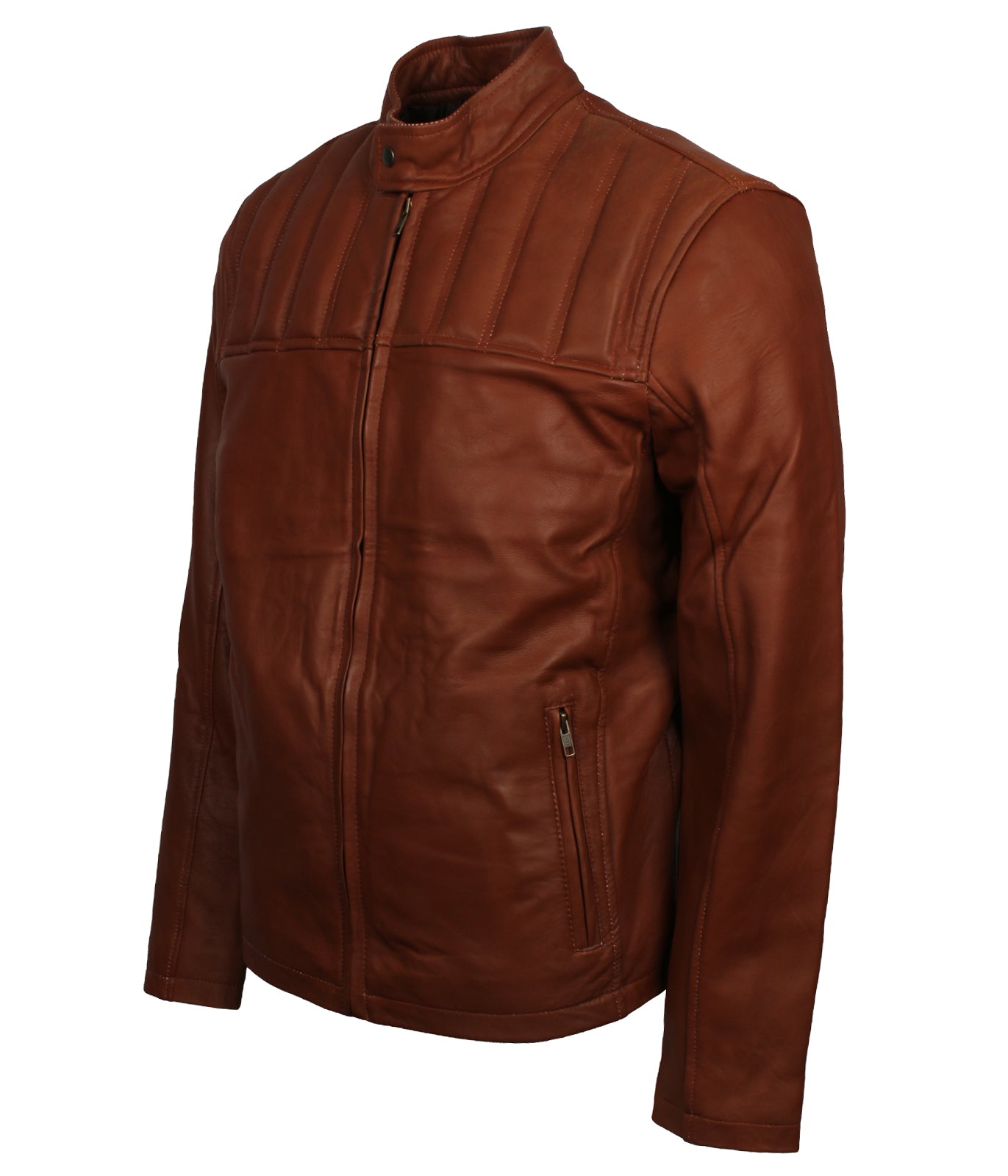 Biker Men's Brown Genuine Leather Jacket