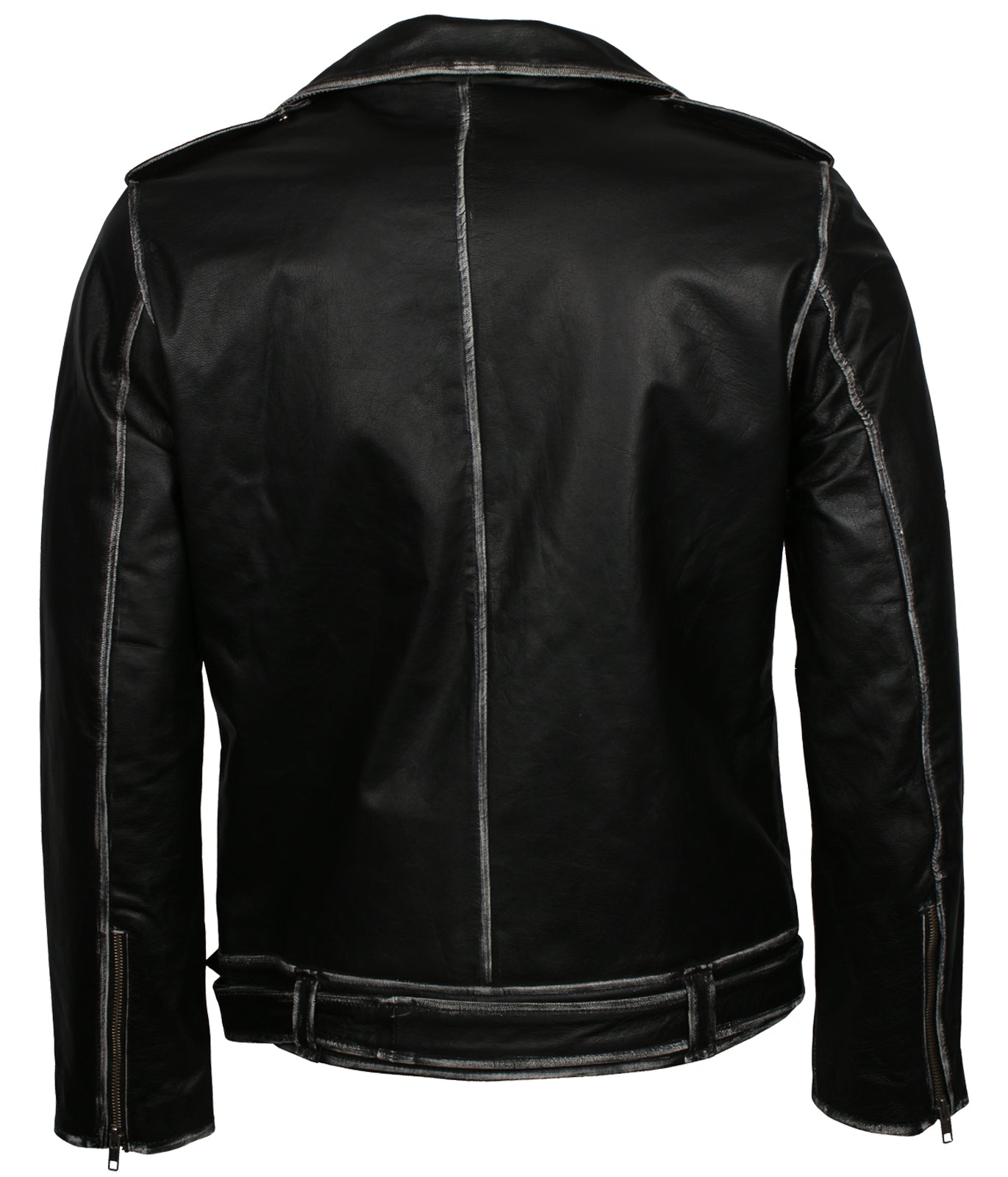 Biker Men's Distressed Black Leather Jacket - Mens Black Brando Biker Jacket - Motorradjacke
