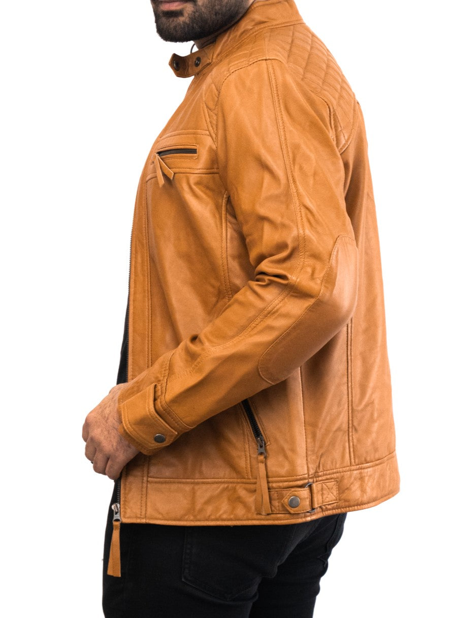 braun lederjacke