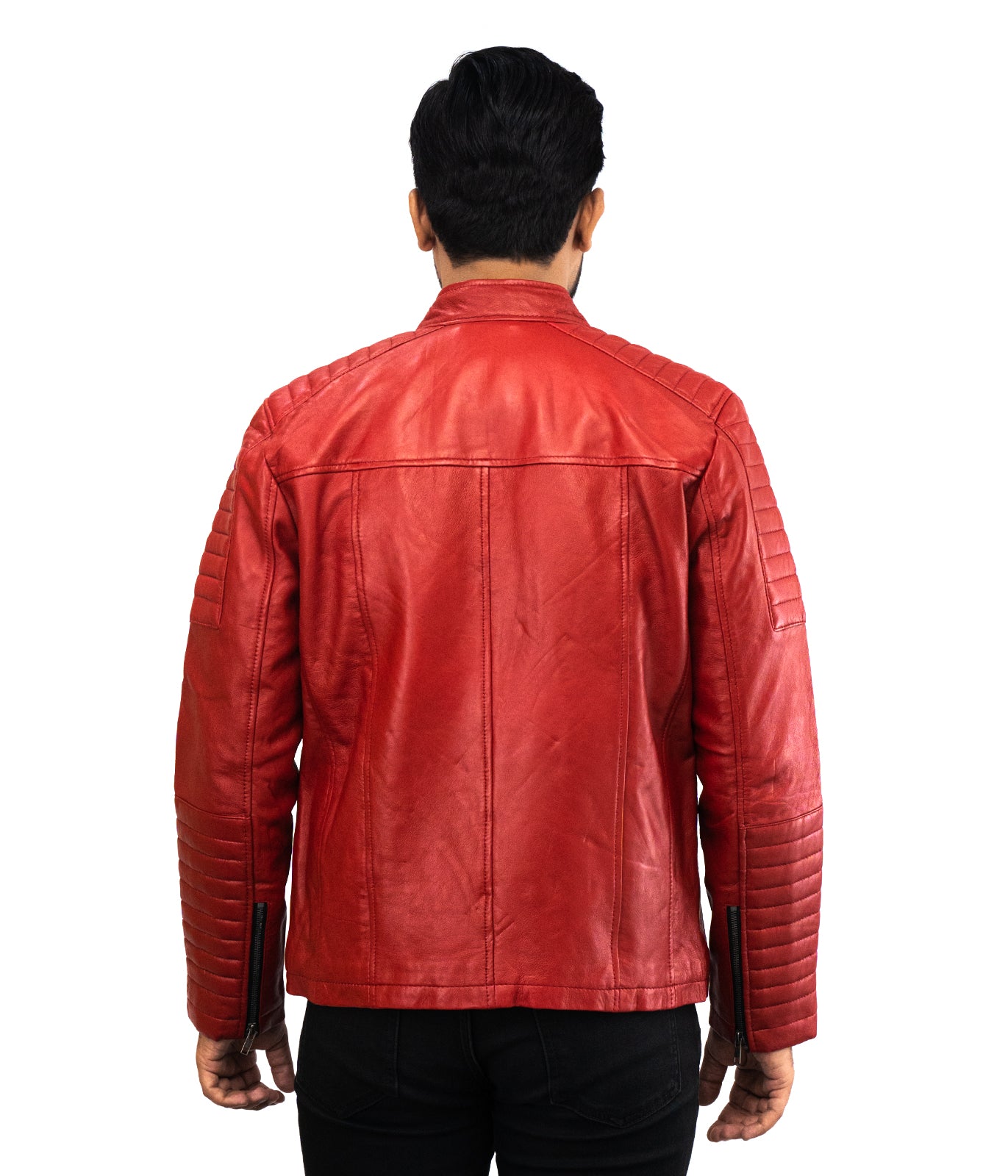 Biker Motorcycle Mens Genuine Leather Jacket - veste en cuir pour hommes