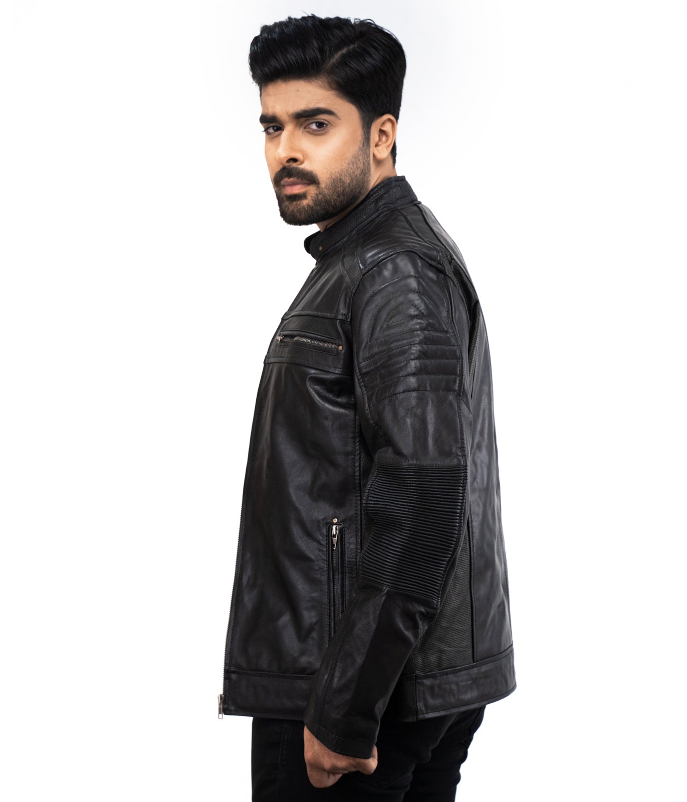 Black Motorcycle De Niro Leather Jacket - Italian Mafia Lederjacke