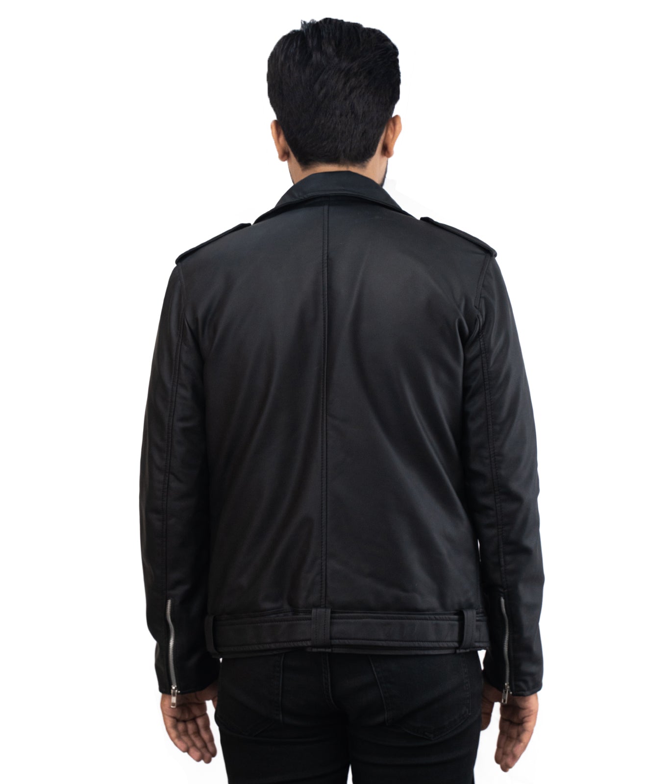 Black Motorcycle Helsinki Leather Jacket - Black Biker Jacket for Men