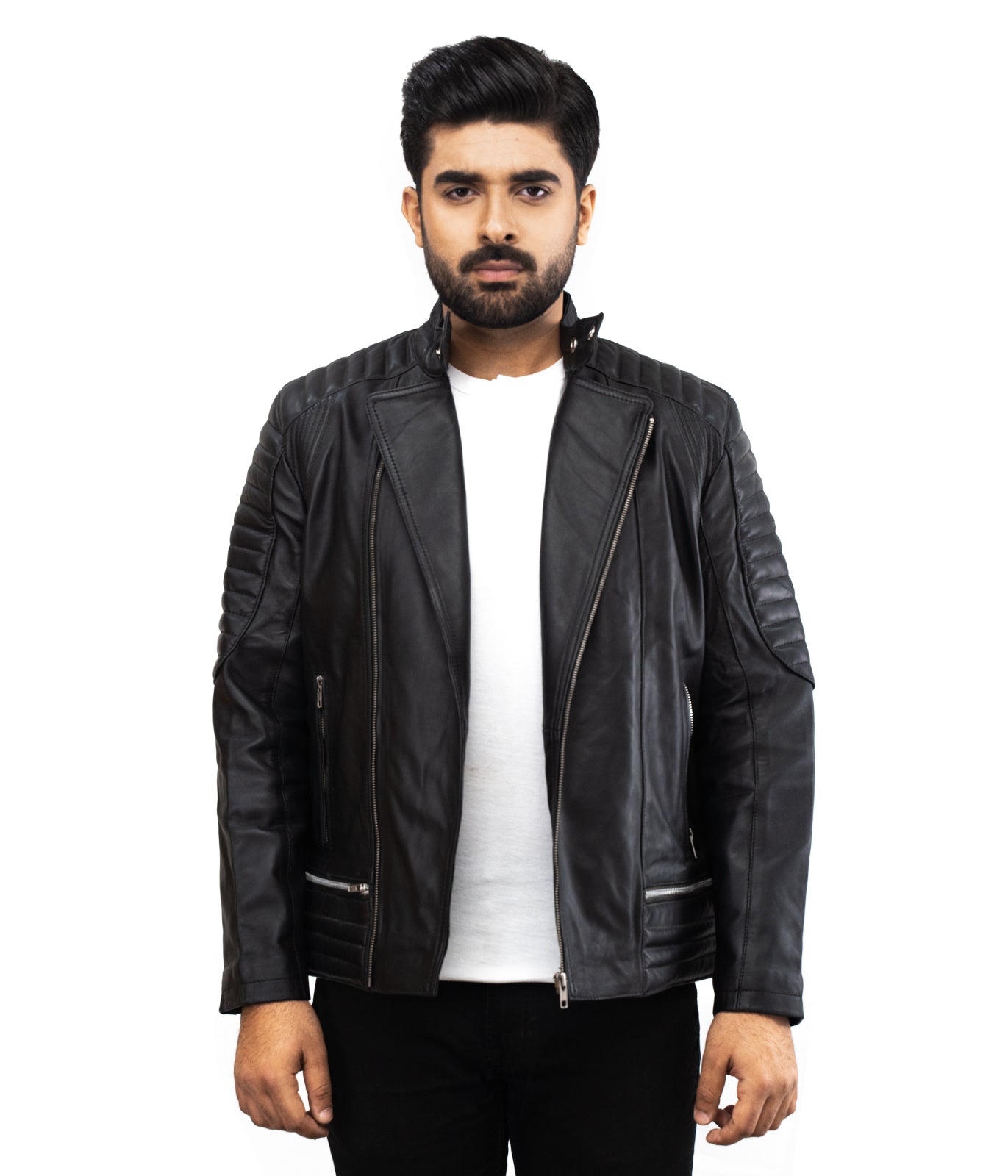 Black Motorcycle Kiwi Biker Leather Jacket - Black Designer Jacket - Lederjacke