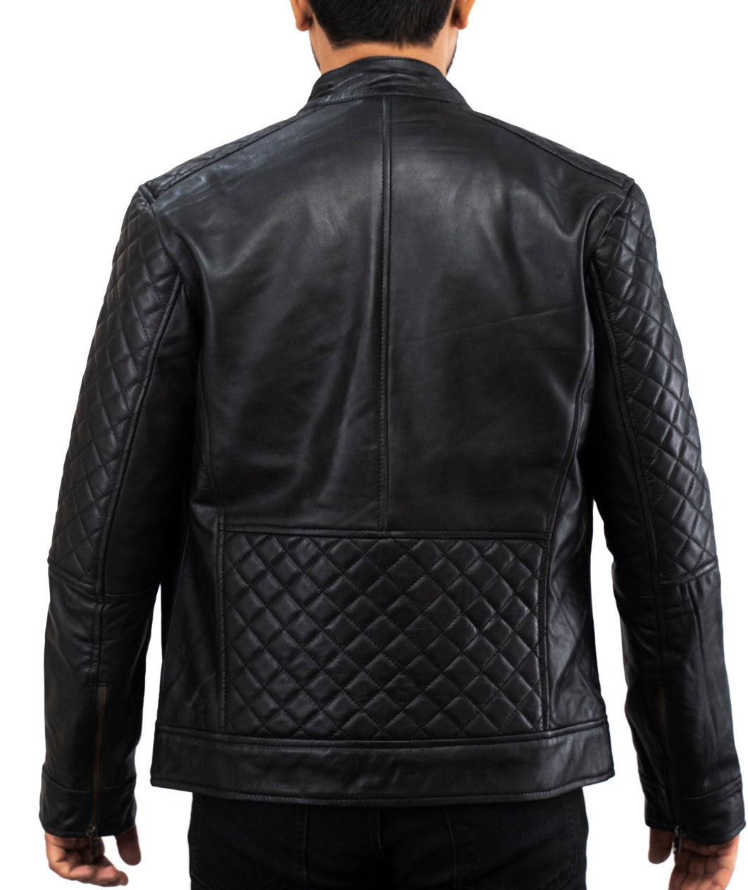 Black Motorcycle Riding Biker Leather Jacket - Schwarz Herren Designer Biker Lederjacke
