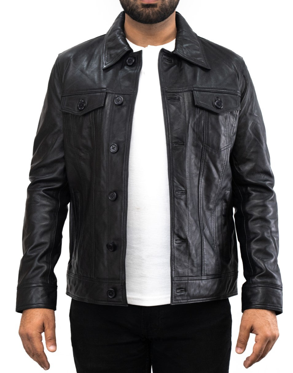 Biker Men's Fatone Leather Jacket - Mens Italian Designer Jacket - Herren Designer Jacke