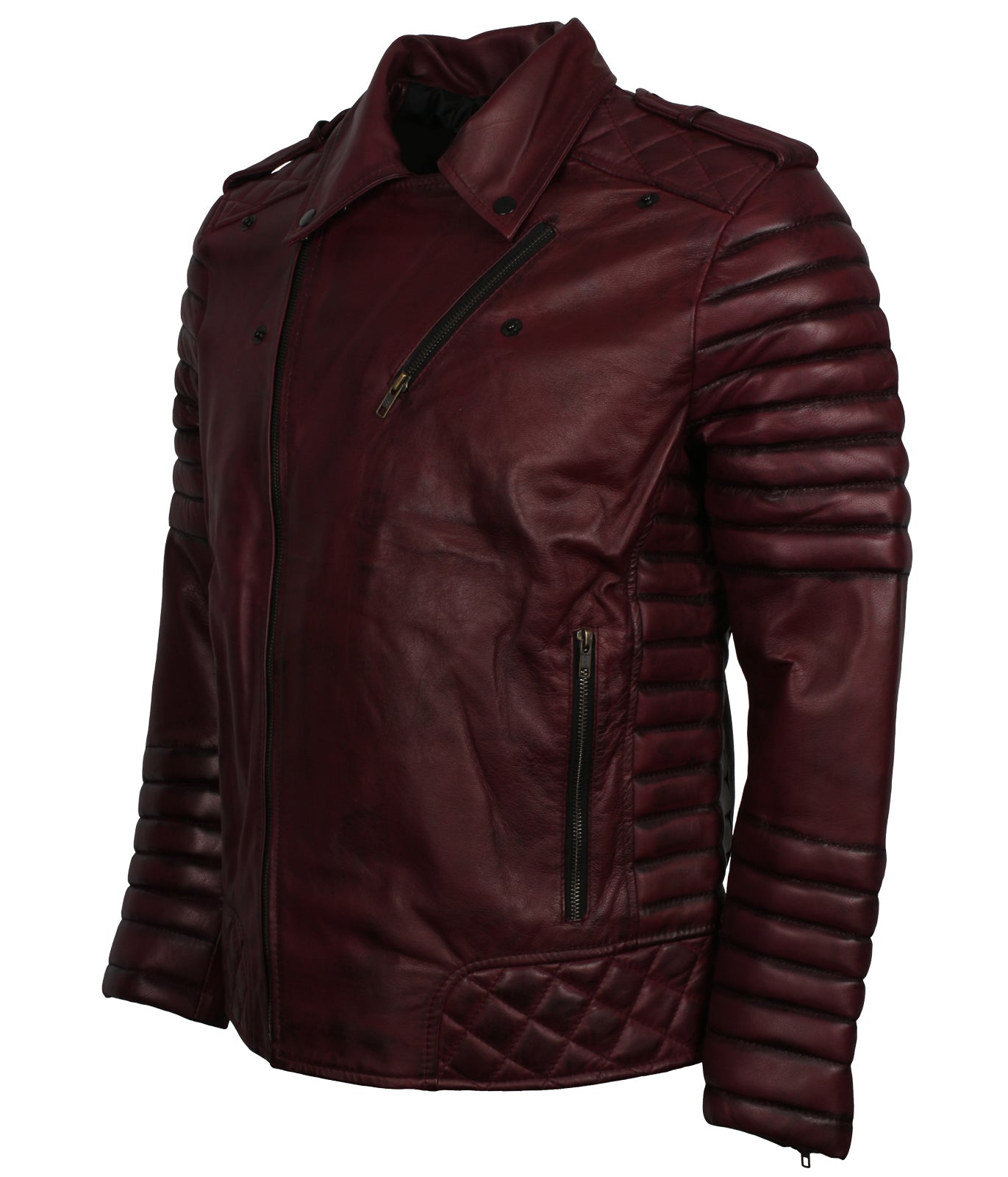 Brando Maroon Waxed Biker Leather Jacket - Herren Designer rot rennjacke