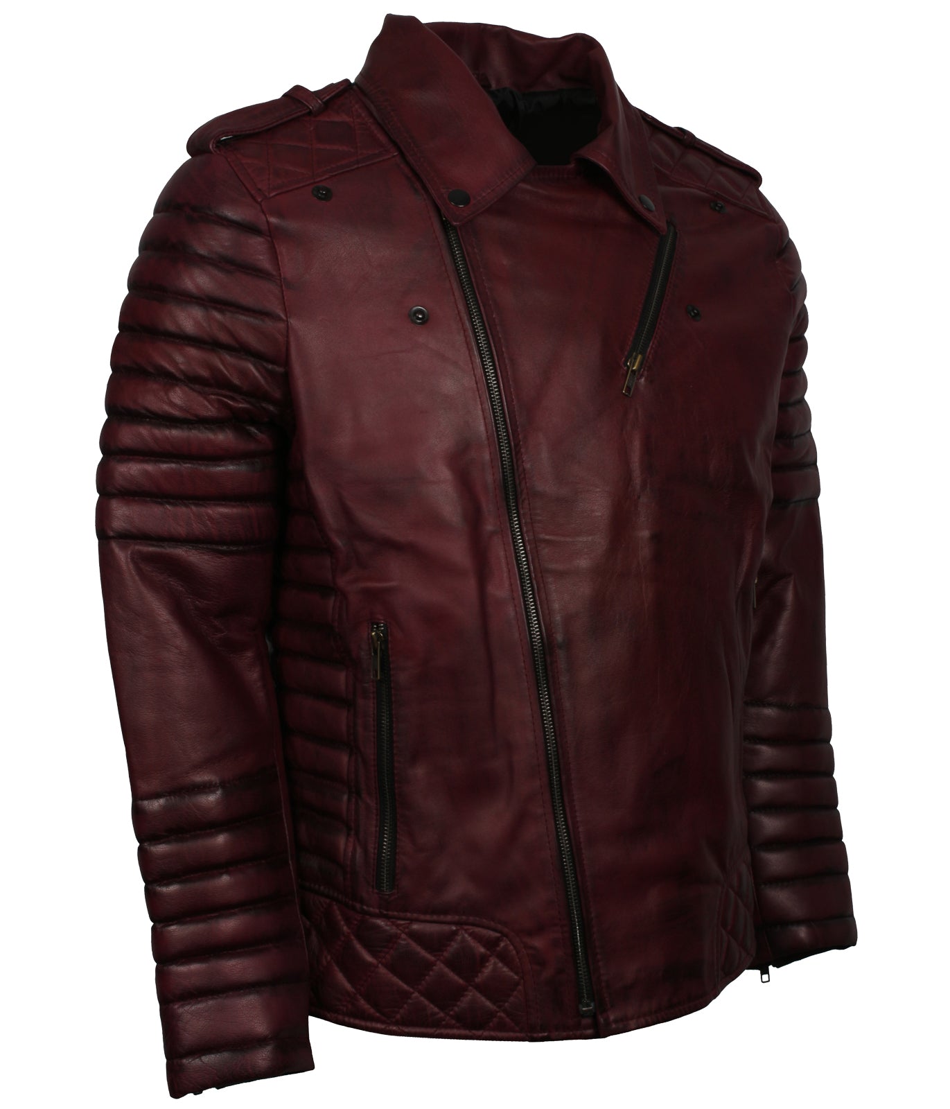 Brando Maroon Waxed Biker Leather Jacket - Herren Designer rot rennjacke
