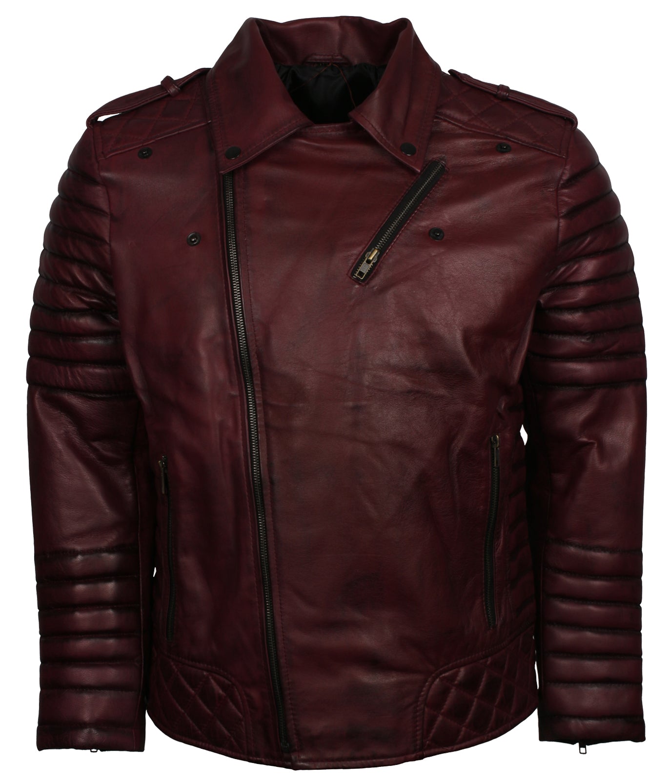 Brando Maroon Waxed Biker Leather Jacket - Herren Designer rot rennjacke