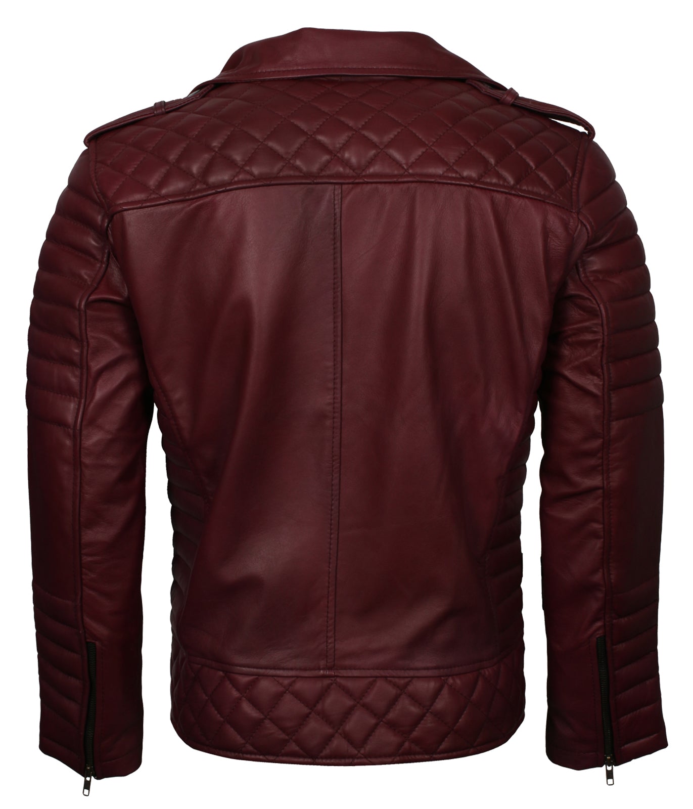 Brando Men's Maroon Biker Leather Jacket - Mens Designer Red Wine Jacket