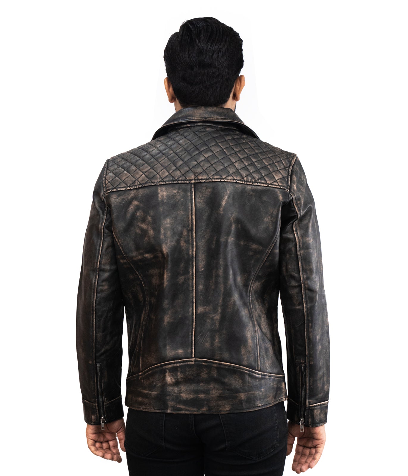 Brando Motorbiker Black Leather Jacket - Black Waxed Designer Racing Top G Jacket