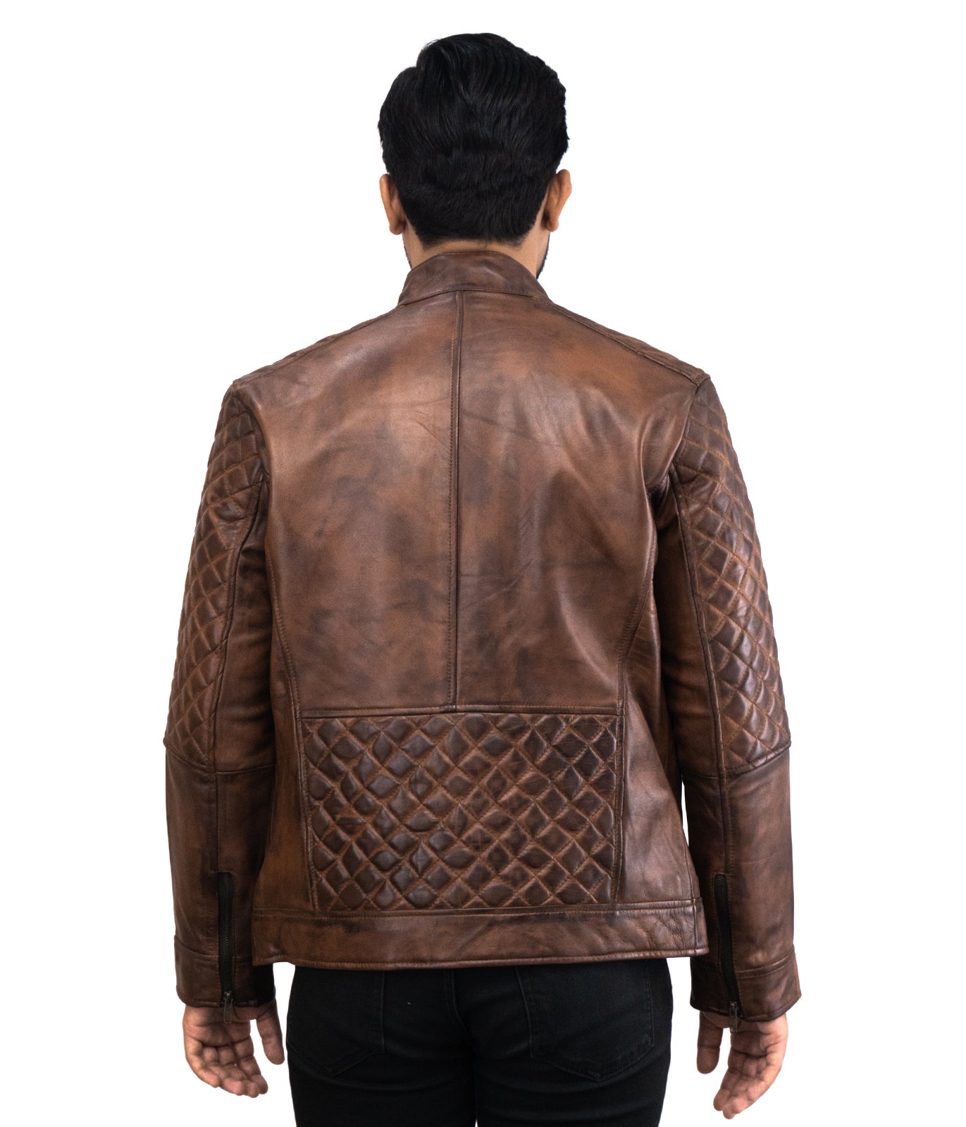 Brown Motorcycle NYC Leather Jacket - Mens Padded Designer Rider Jacket