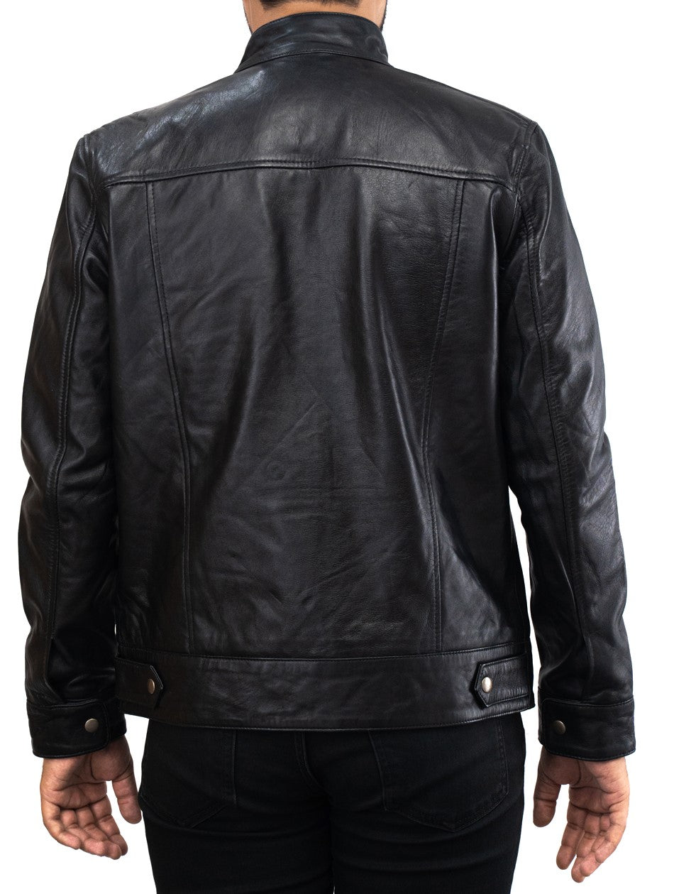 Brown Stripes Black Motorcycle Leather Jacket - Black Moto GP Biker Jacket - Herren Rennjacke