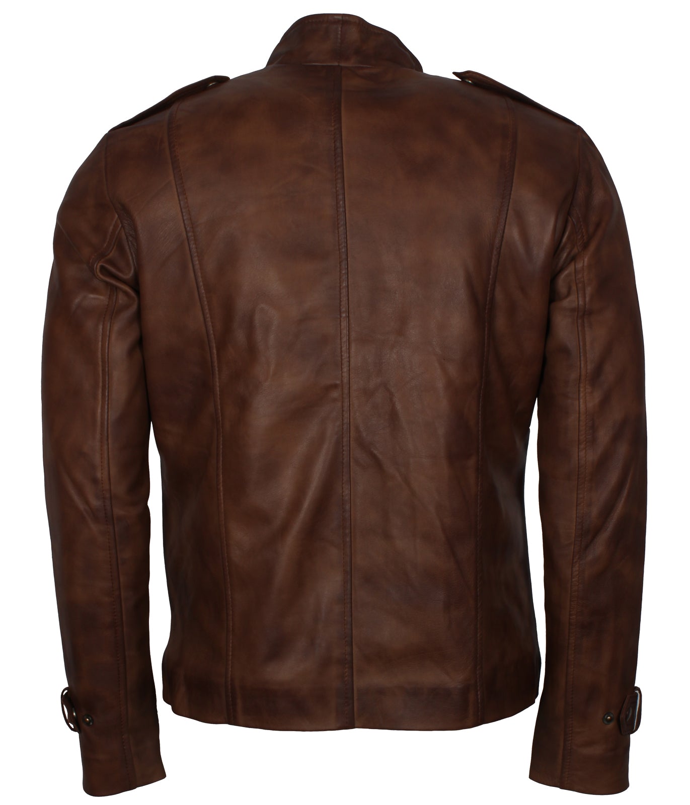 Brown Waxed Vintage Leather Jacket - Men's Airmen Aviator Bomber Jacket