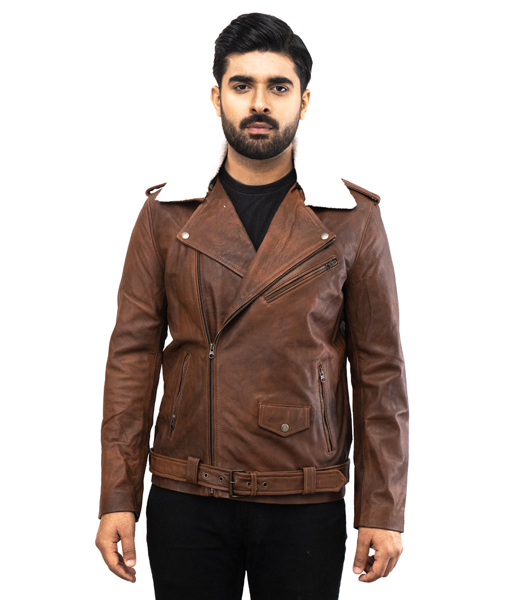 Brown Motorcycle Denver Leather Jacket - Top-G Brando leather Jacket