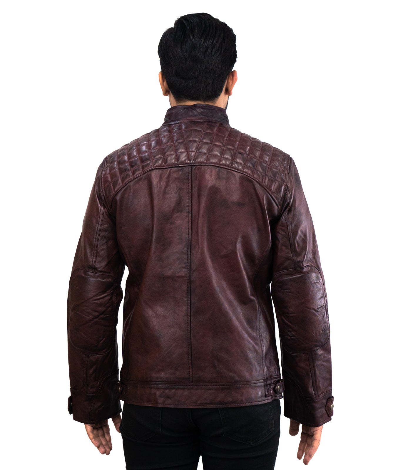 Cafe Racer Vintage Oadby Red Wine Leather Jacket - Herren Rotwein Rennjacke - giacca di pelle firmata
