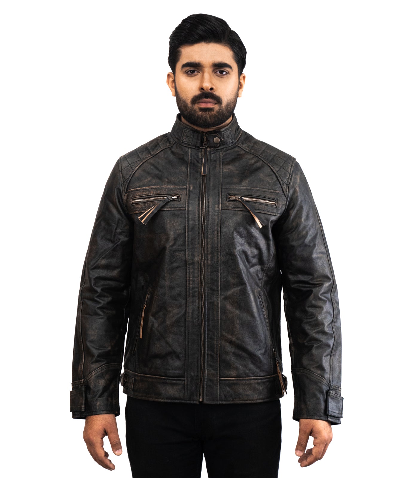 Cavalier Black Casual Leather Jacket - Black Inspired Designer Leather Jacket