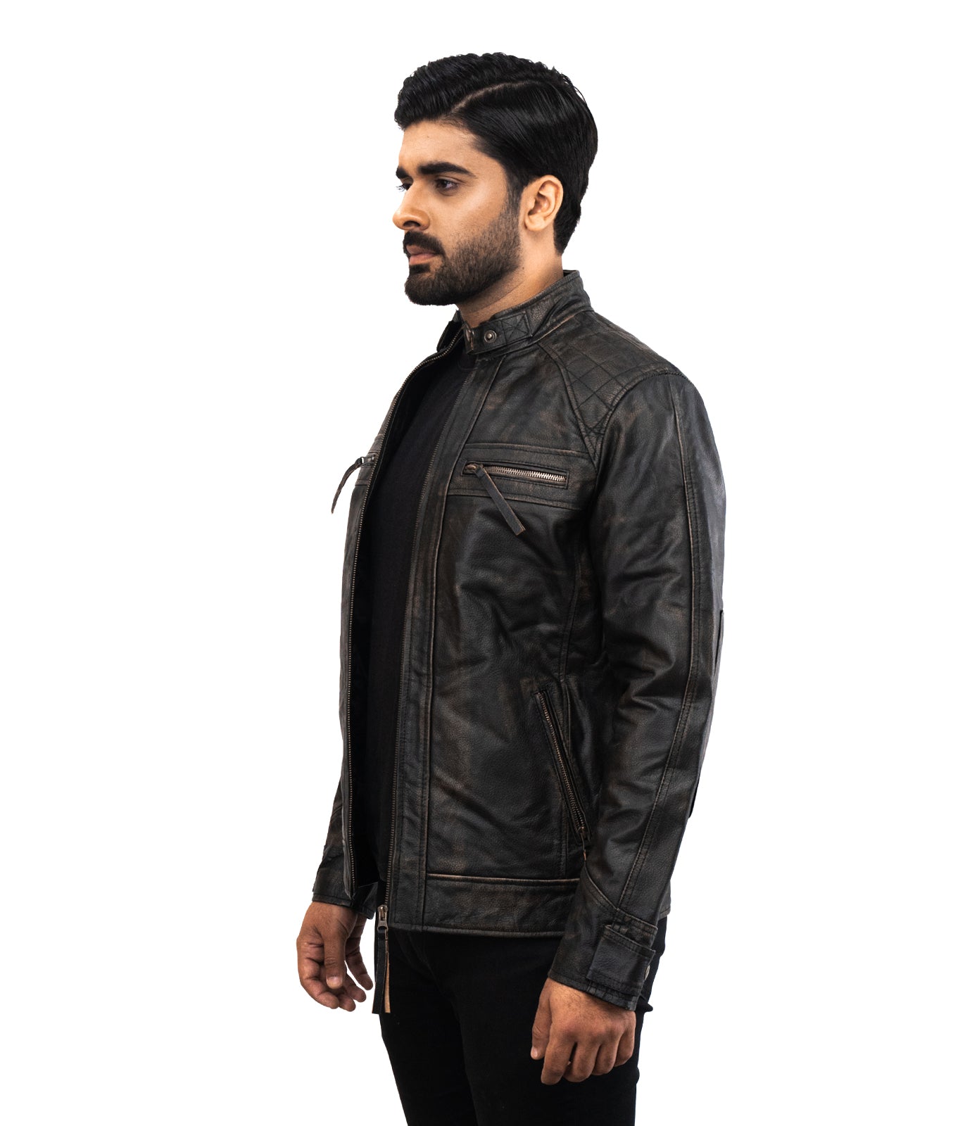 Cavalier Black Casual Leather Jacket - Black Inspired Designer Leather Jacket