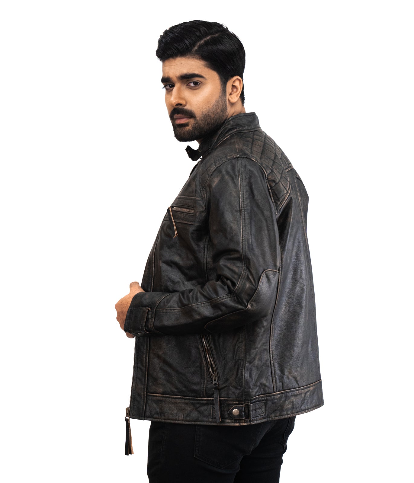 Cavalier Black Casual Leather Jacket - Black Inspired Designer Leather Jacket