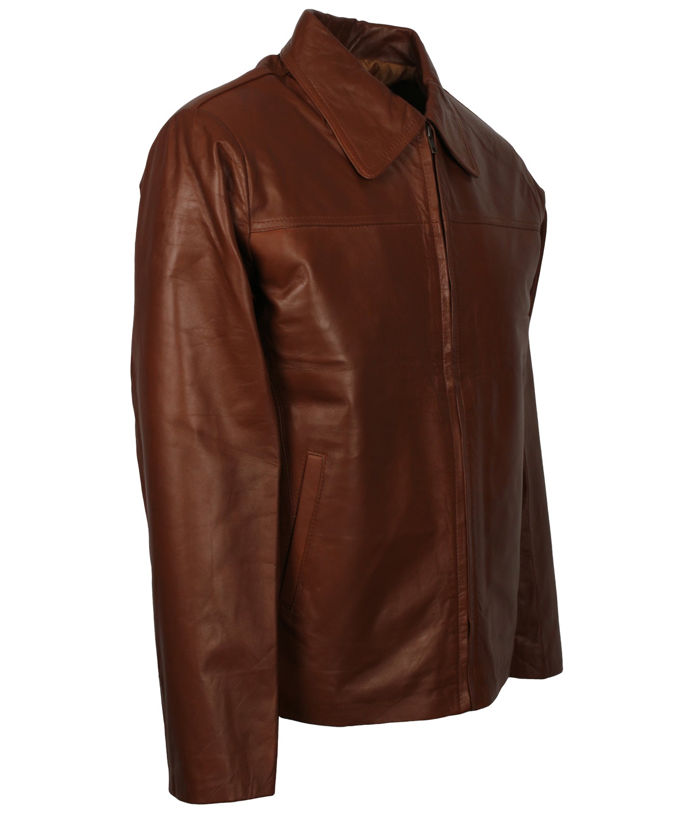 Fashion Brown Men's Leather Jacket - Herren Braun Lederjacke