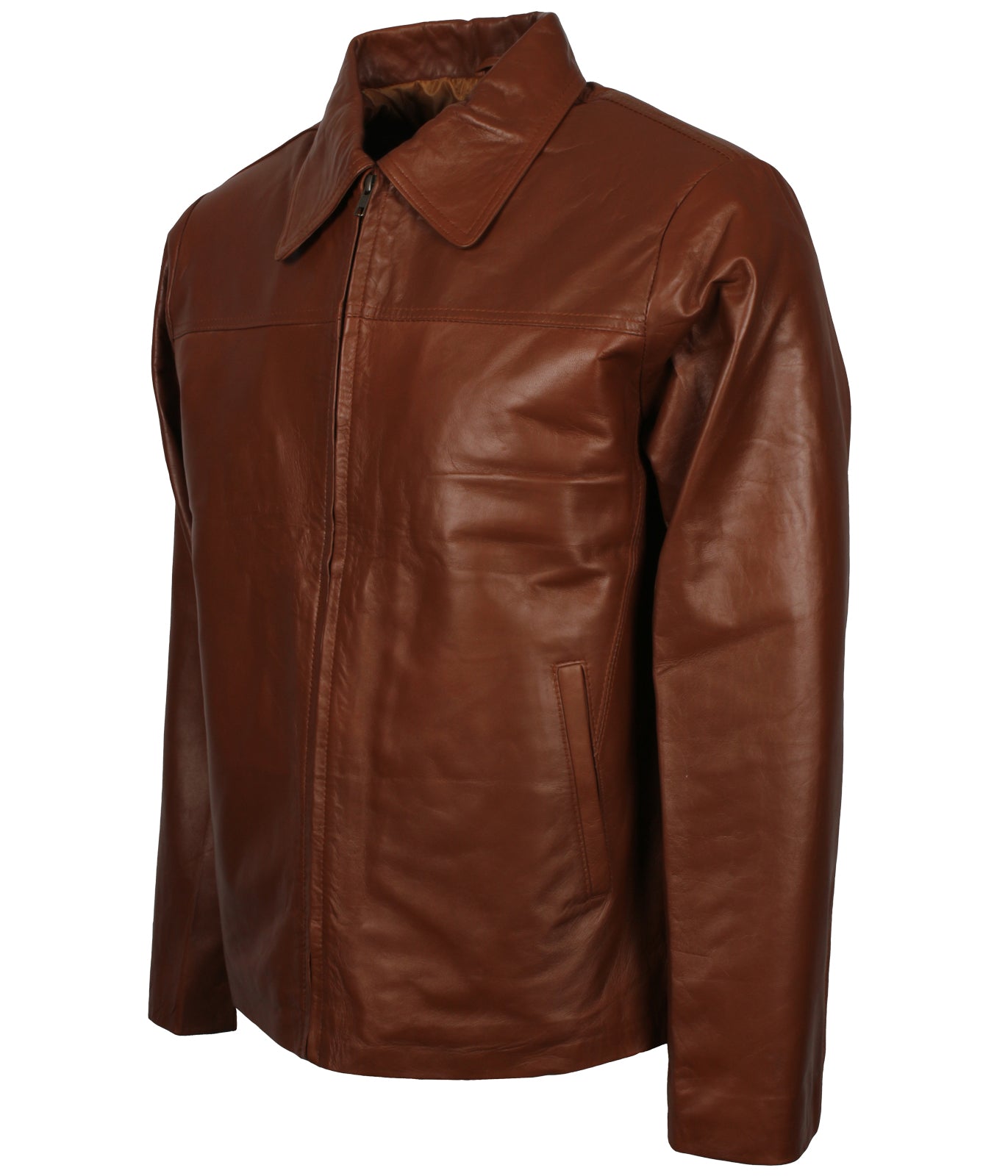 Fashion Brown Men's Leather Jacket - Herren Braun Lederjacke