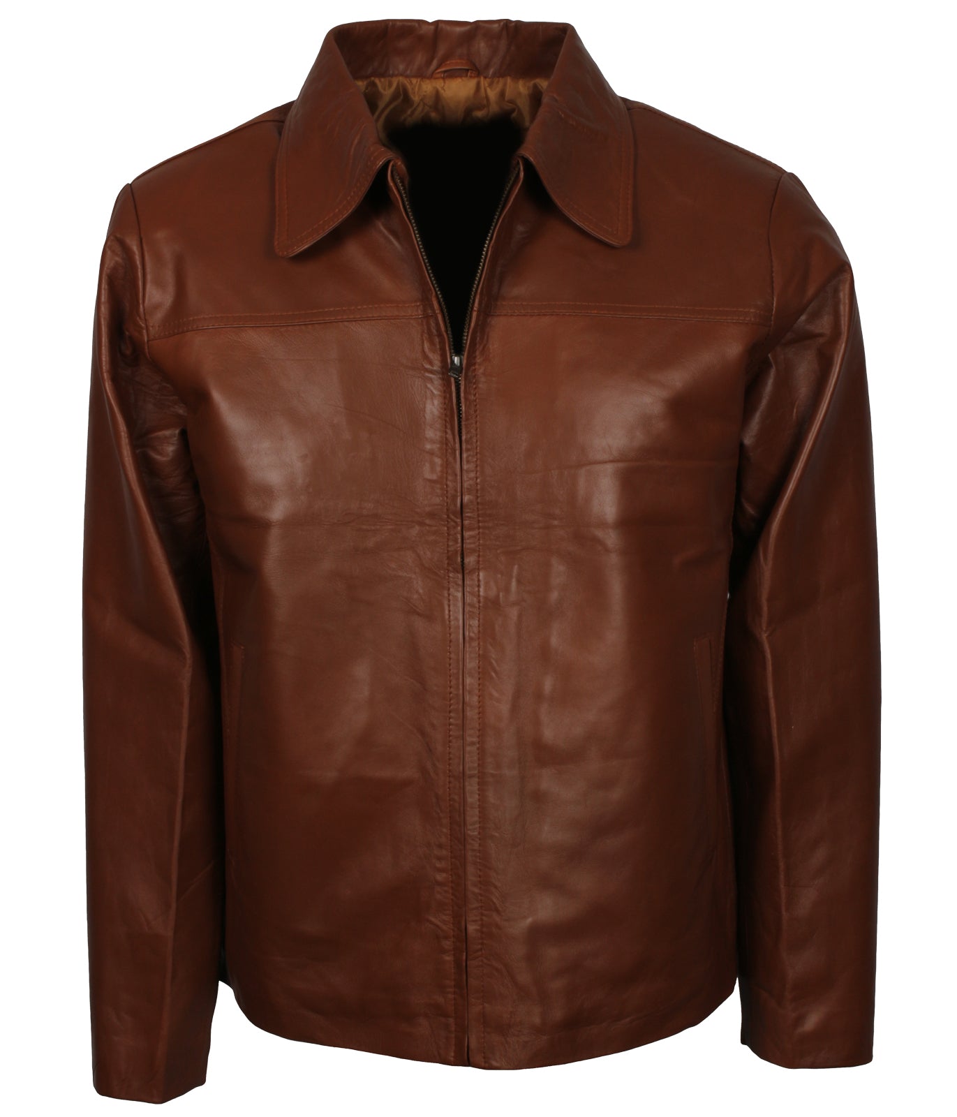 Fashion Brown Men's Leather Jacket - Herren Braun Lederjacke
