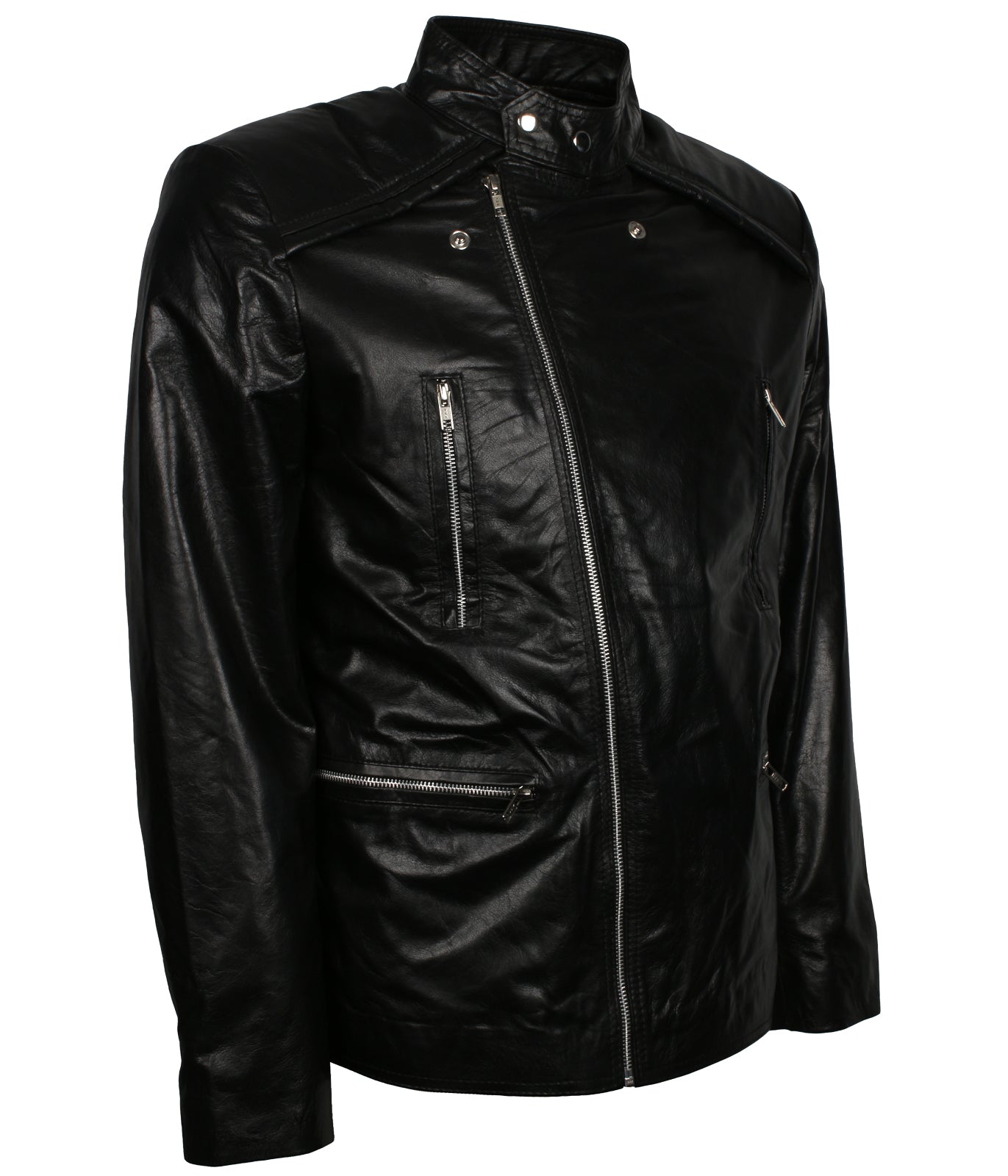 Fashion Men's Black Motor Biker Leather Jacket - Herren Motorrad Brando Lederjacke