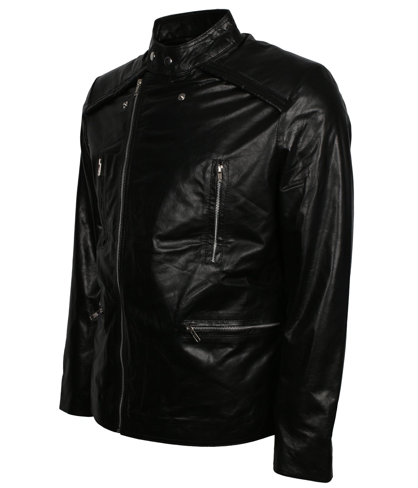 Fashion Men's Black Motor Biker Leather Jacket - Herren Motorrad Brando Lederjacke