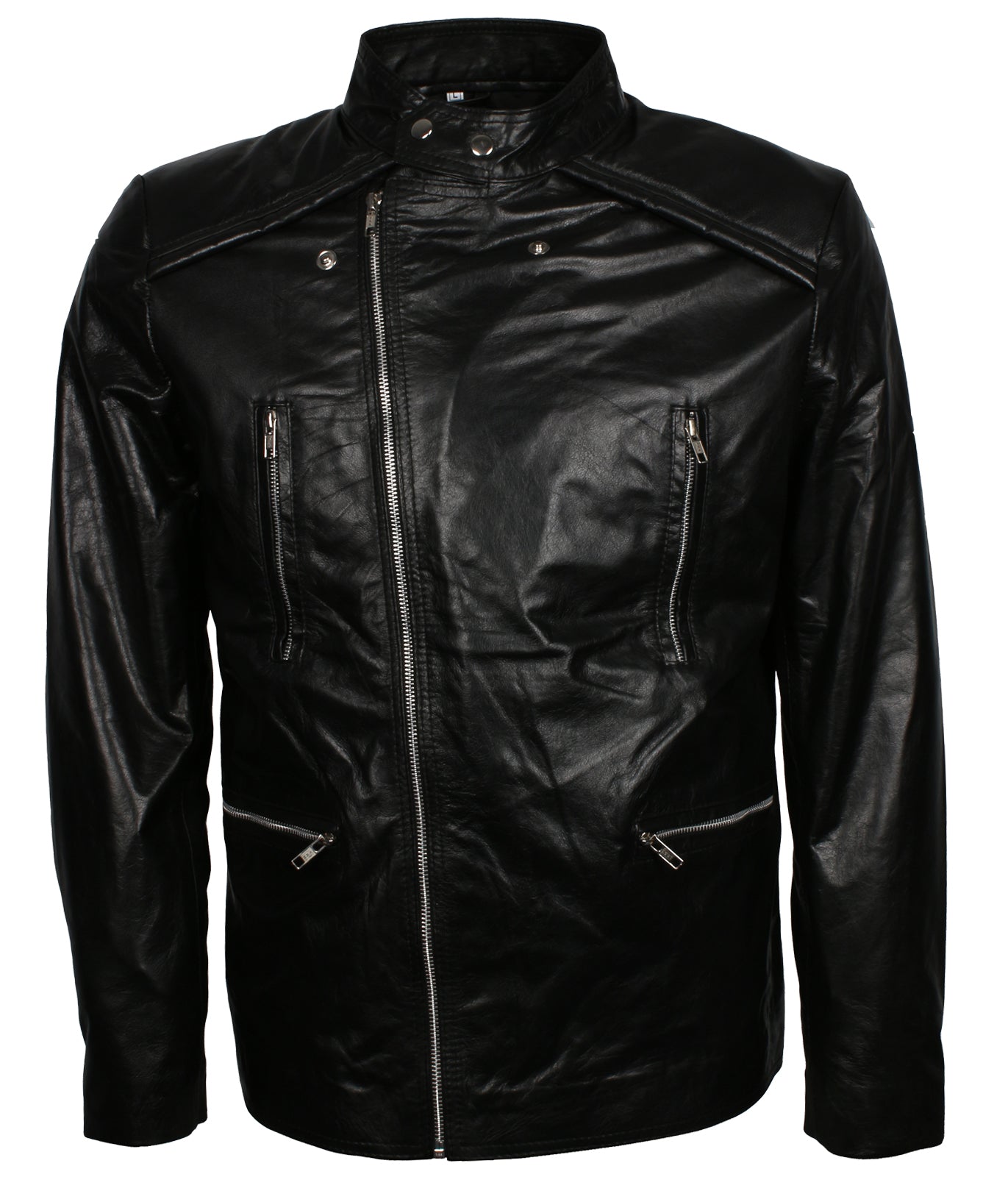 Fashion Men's Black Motor Biker Leather Jacket - Herren Motorrad Brando Lederjacke
