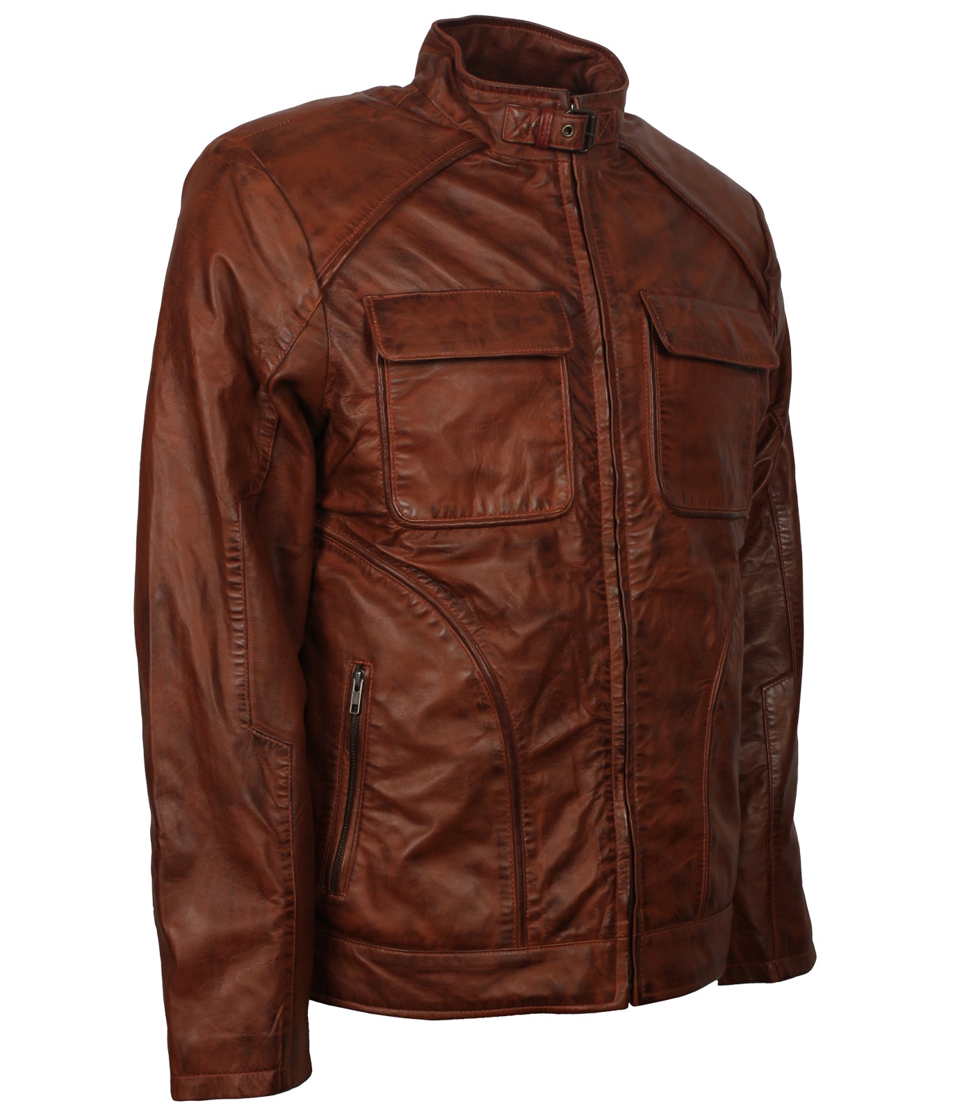 Fashion Men's Brown Waxed Leather Jacket