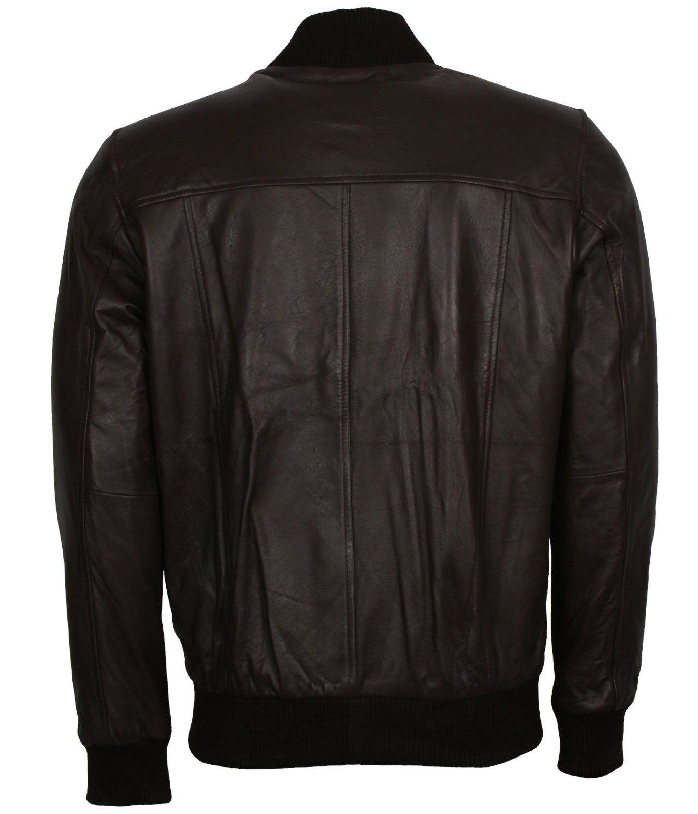 Fashion Men's Ribbed Black Leather Jacket