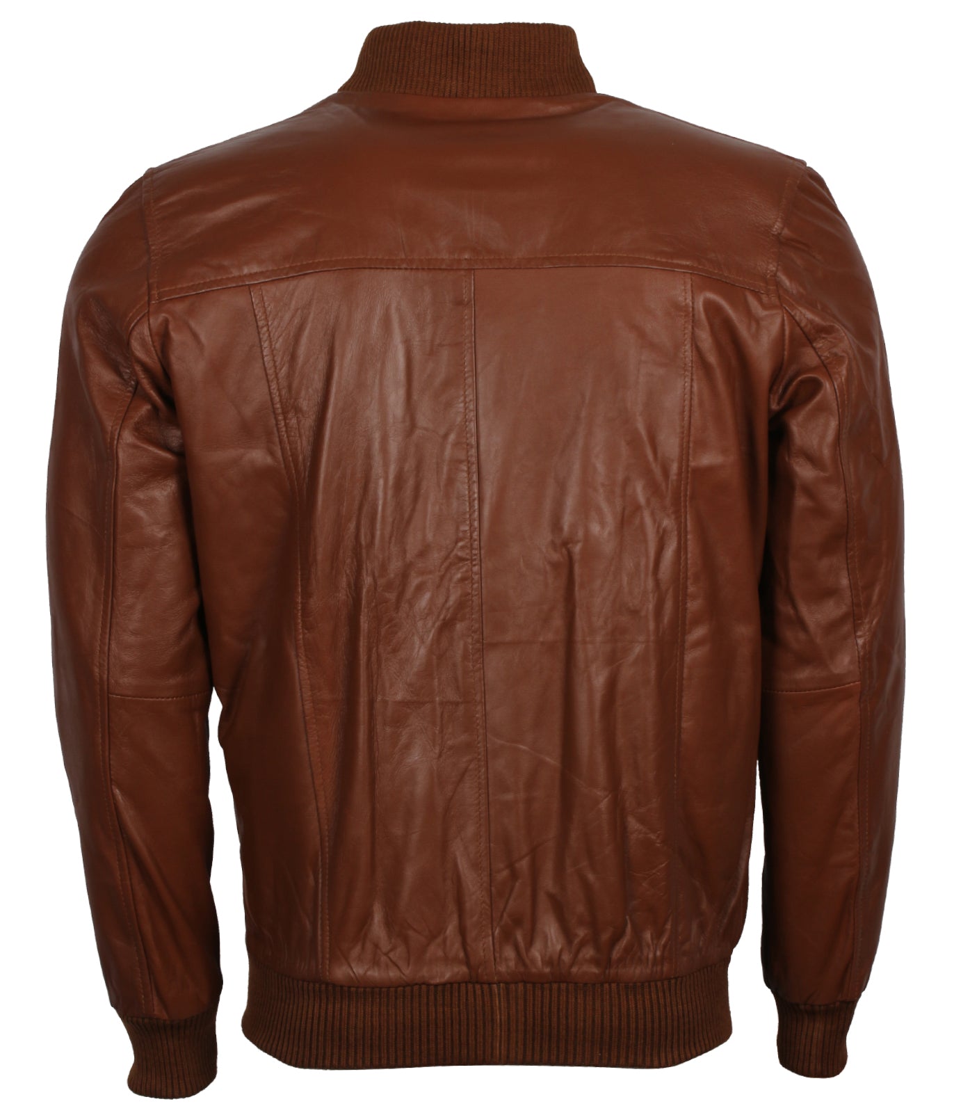 Fashion Men's Ribbed Brown Leather Jacket