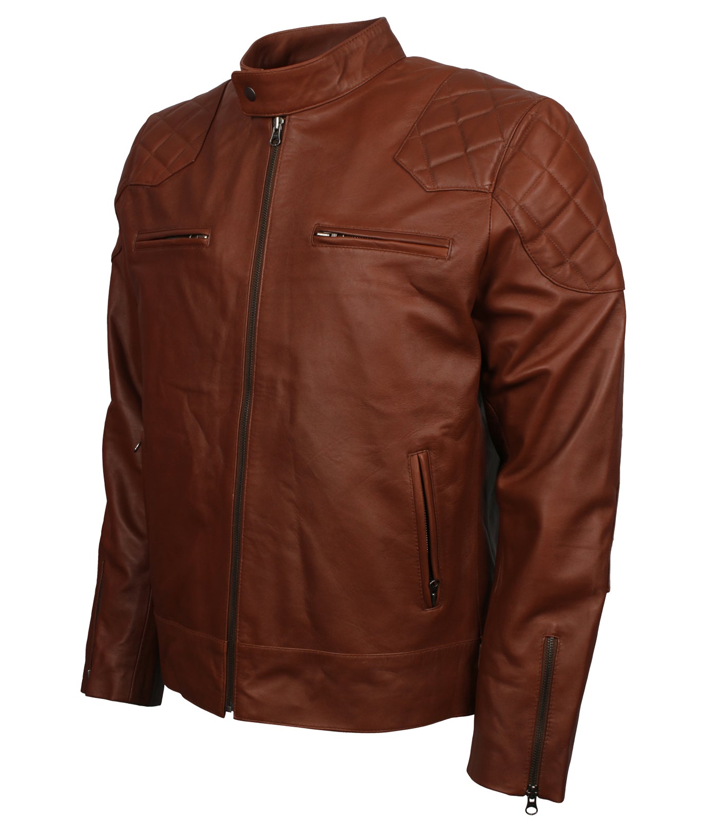 Fashion Mens Brown Biker Leather Jacket